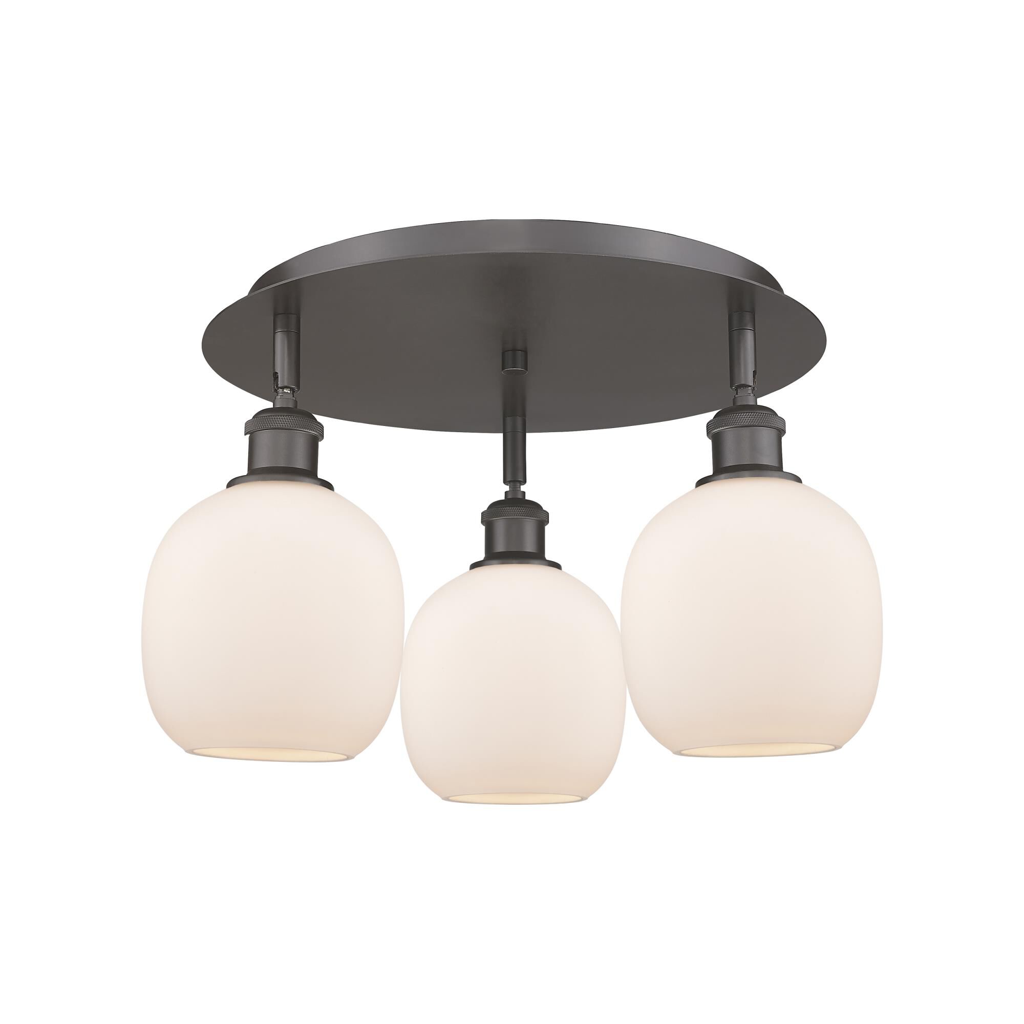 Shown in Oil Rubbed Bronze finish and Matte White glass