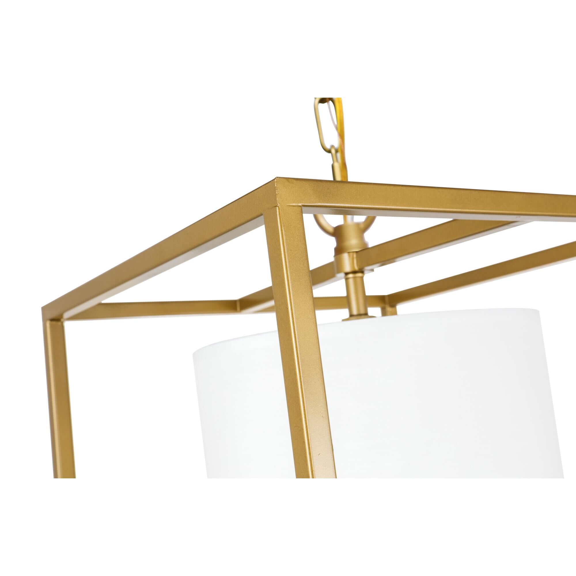 Shown in Brass finish and White Fabric shade