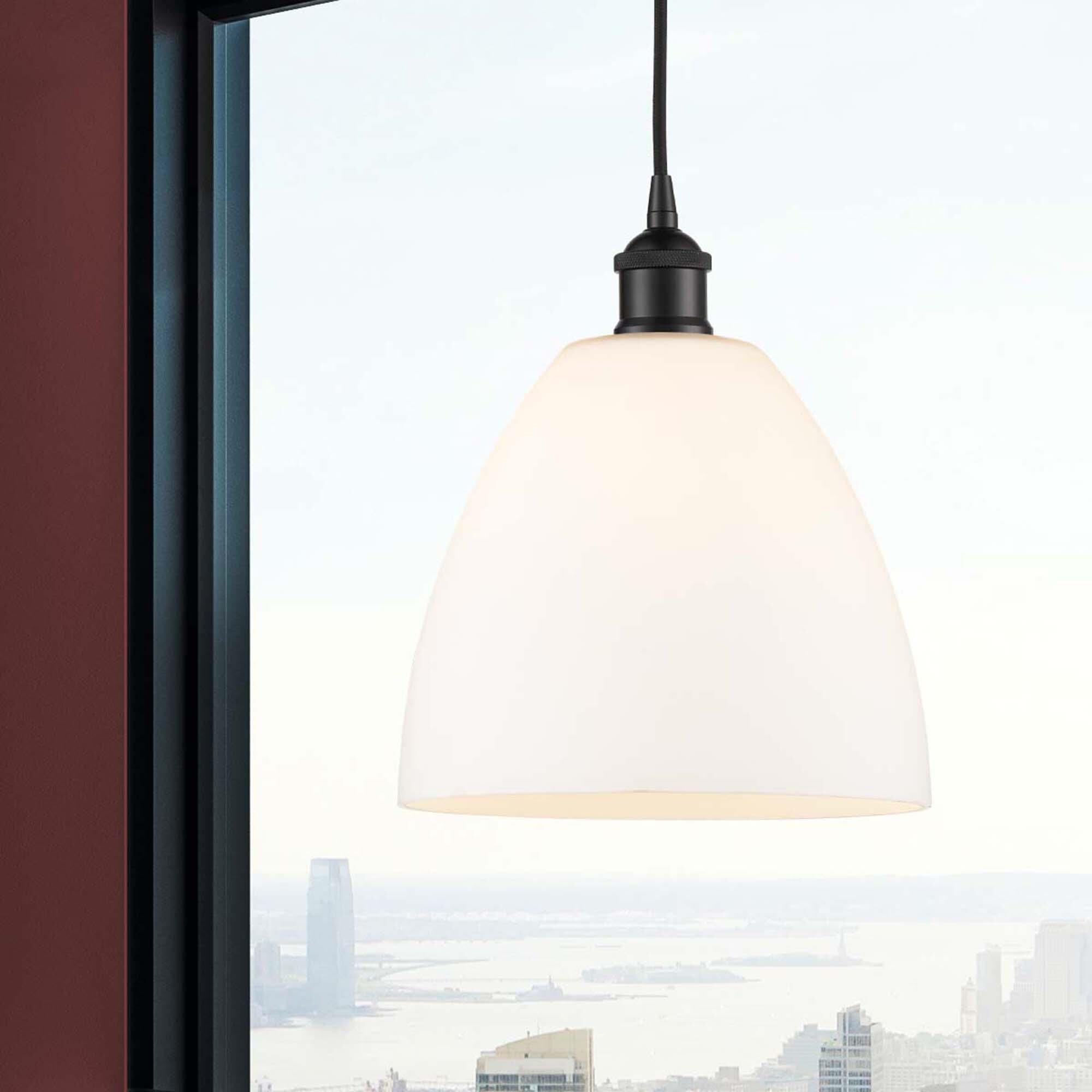 Shown in Matte Black finish and Matte White Edison Dome glass