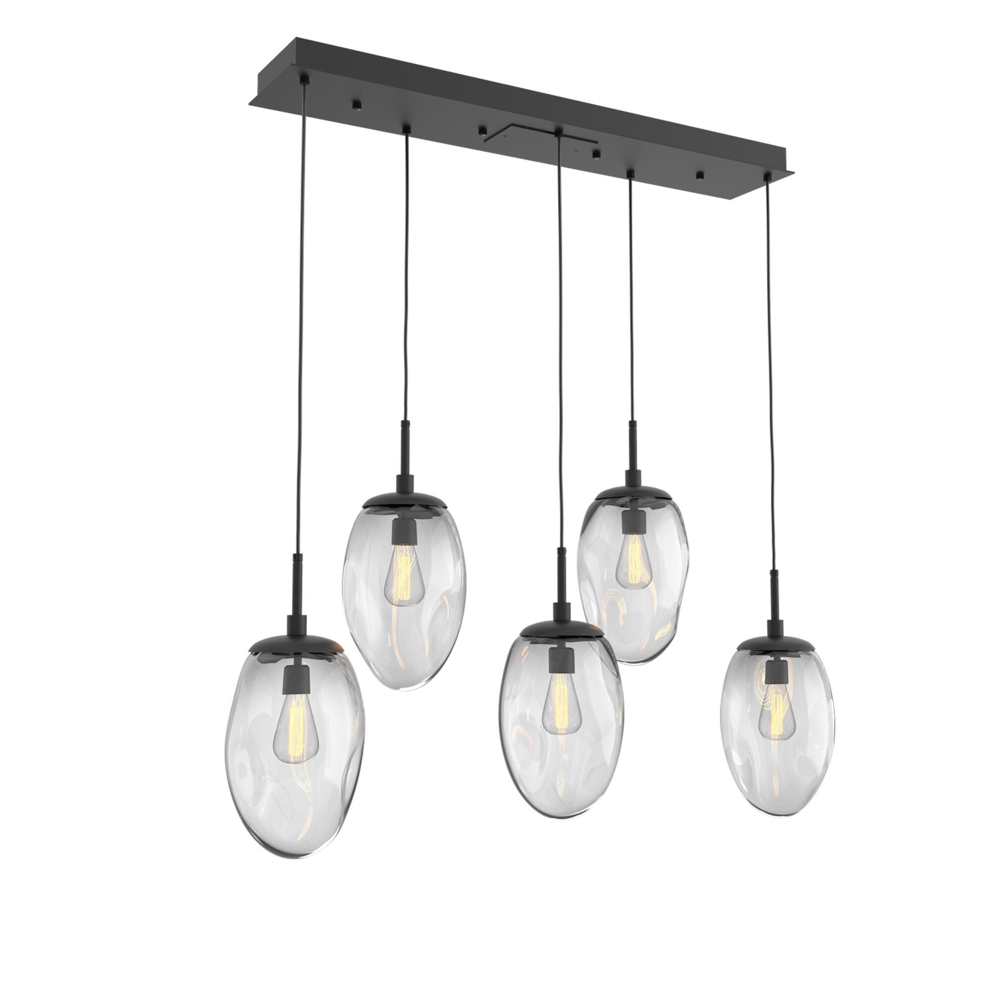 Shown in Matte Black finish and Blown Clear glass