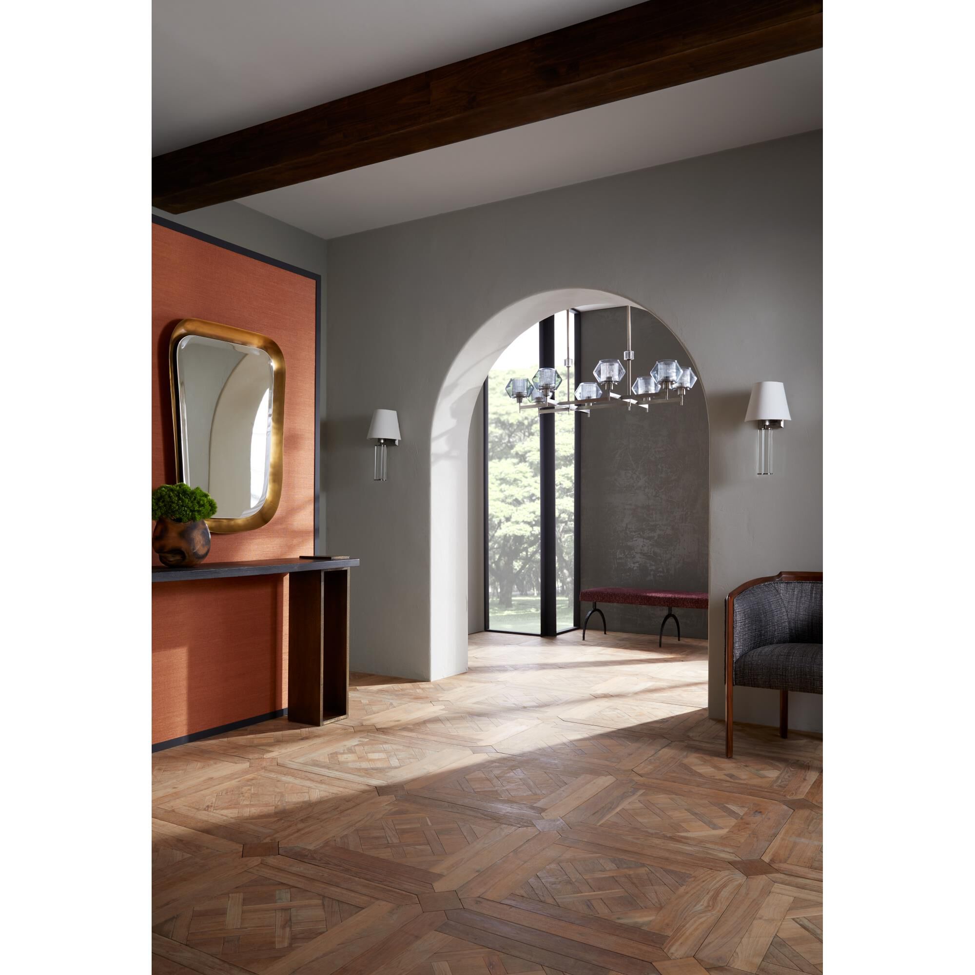 Shown in Pewter finish and Glass shade