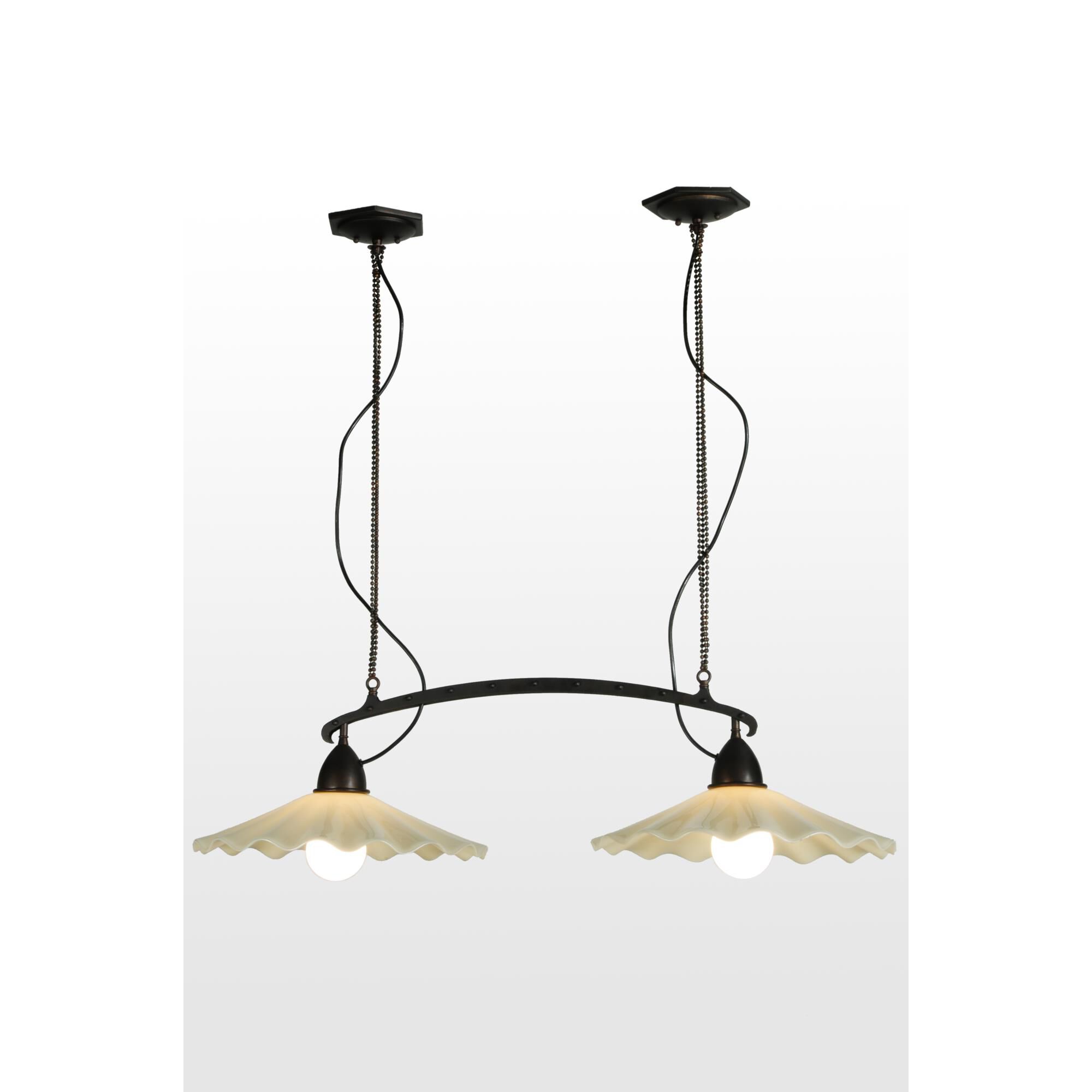 Hoefijzer Beige 44 Inch 2 Light Linear Suspension Light by Meyda Lighting