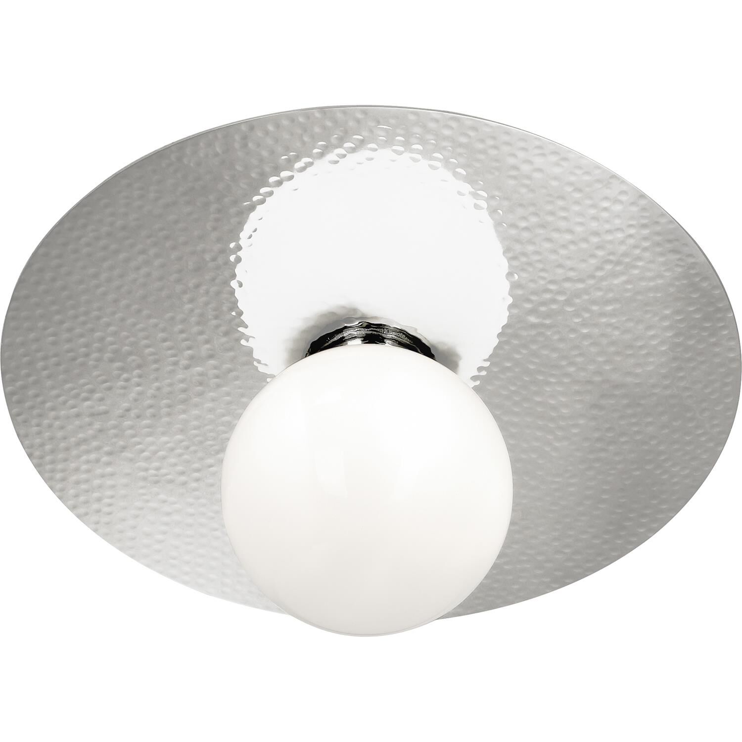 Shown in Polished Nickel finish and White glass