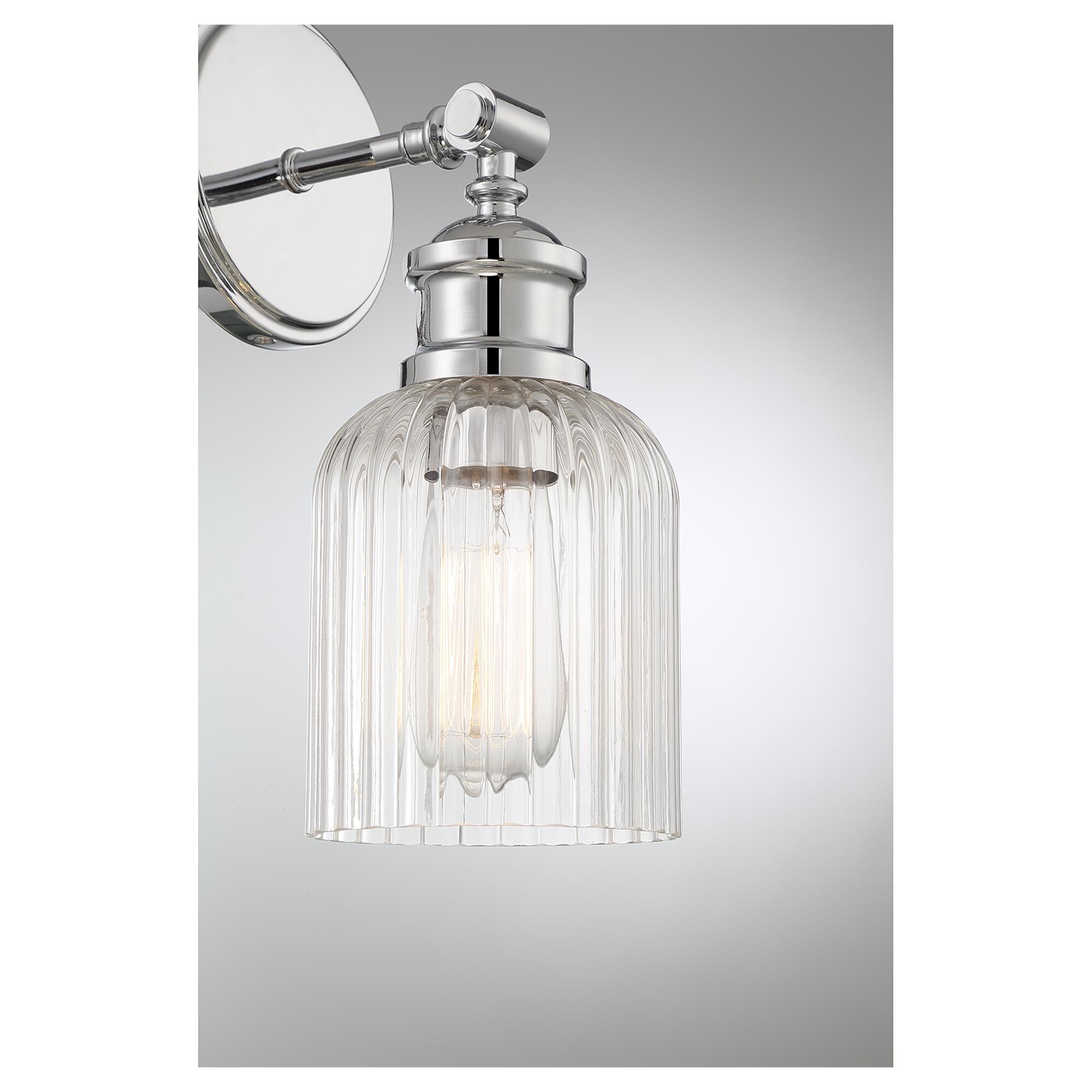 Shown in Chrome finish and Ribbed glass