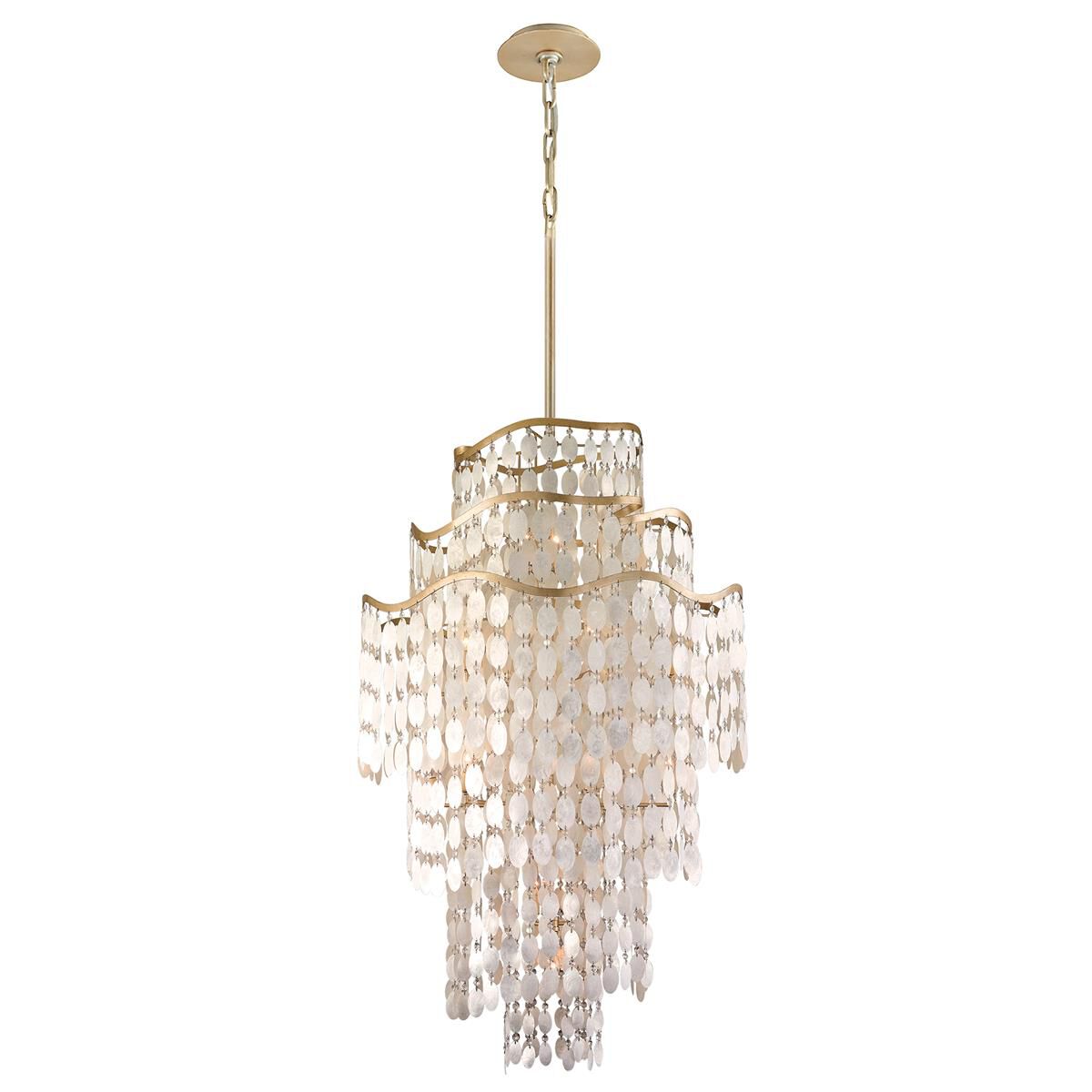 Shown in Champagne Leaf finish and Capiz Shells and Crystals shade