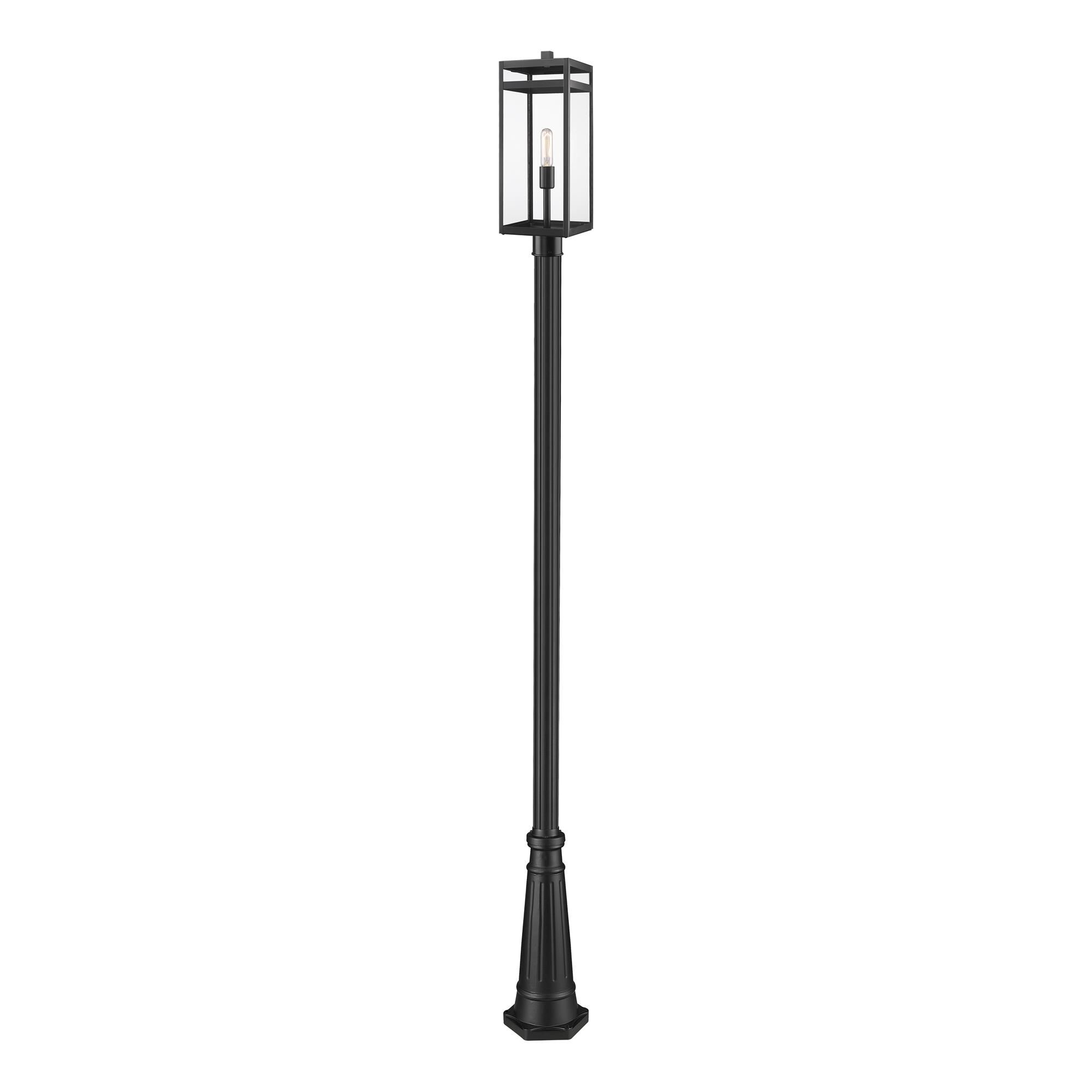 Shown in Black finish and Glass shade