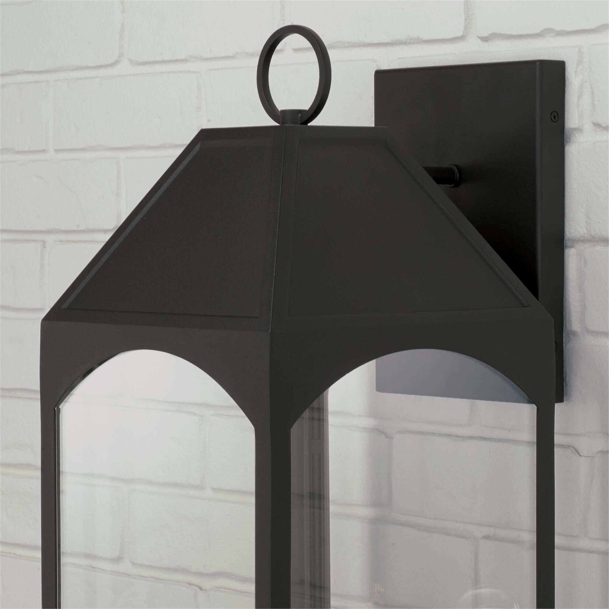 Shown in Black finish and Clear glass