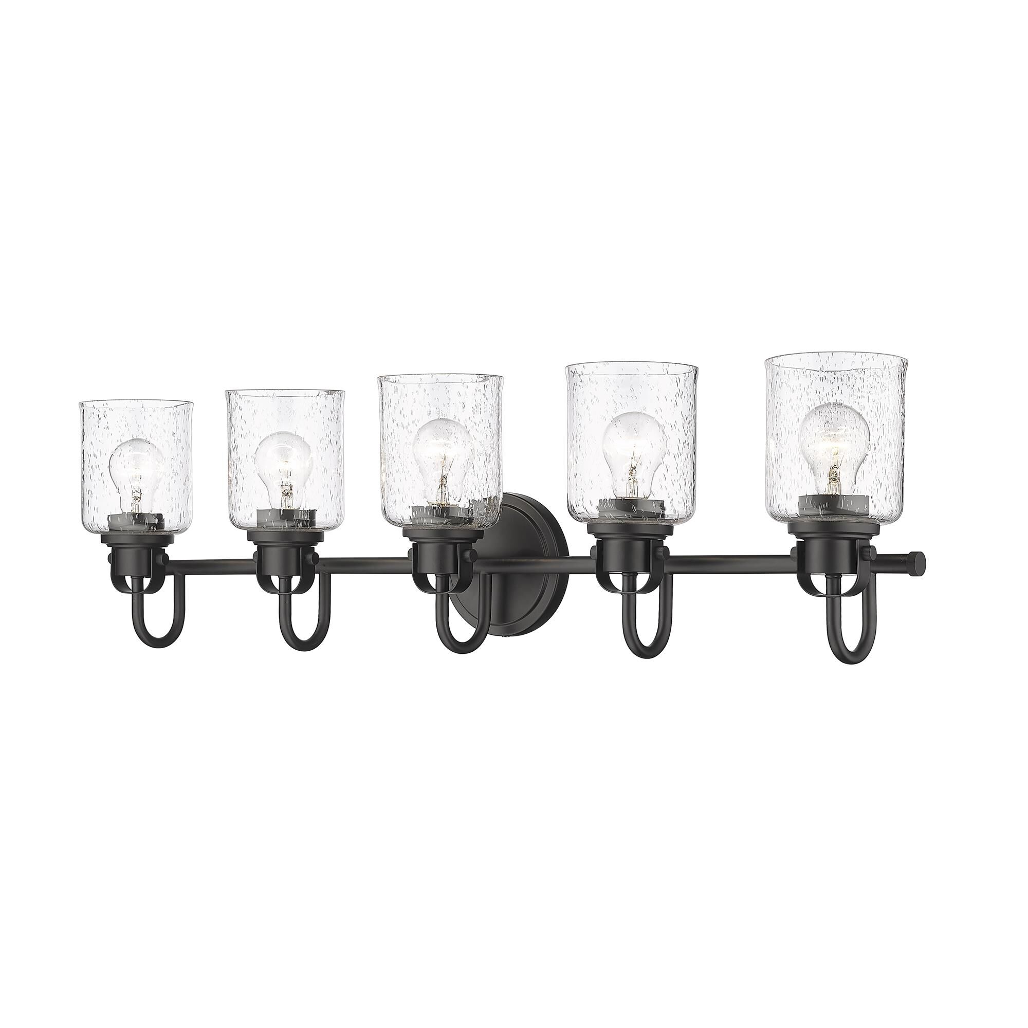 Shown in Matte Black finish and Glass shade