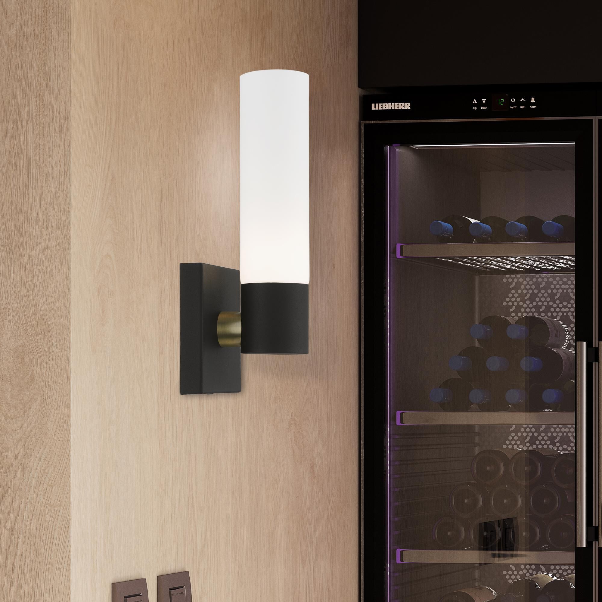 Shown in Textured Black With Antique Brass Accent finish and Hand Blown Satin Opal White Twist Lock glass and Hand Blown Satin Opal White Twist Lock Glass shade