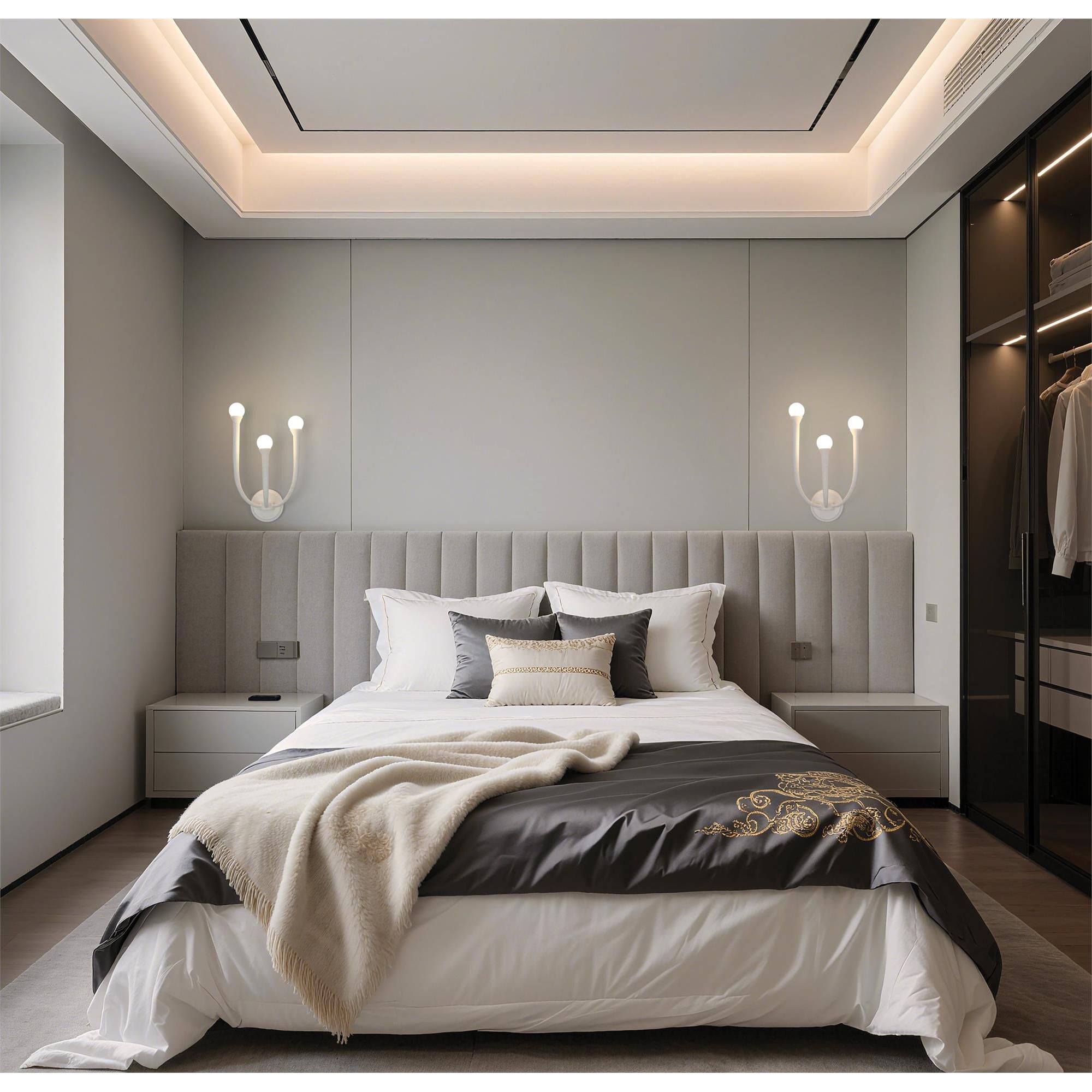 Shown in Plaster White finish and Opal glass
