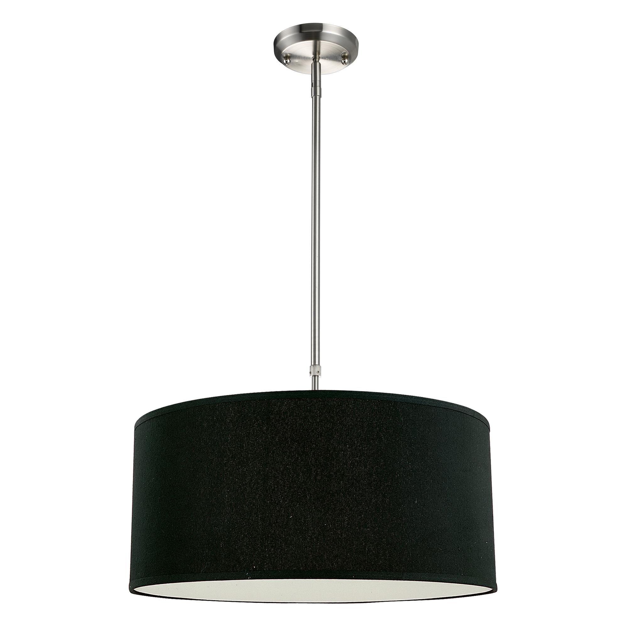 Shown in Brushed Nickel finish and Fabric glass and Fabric shade