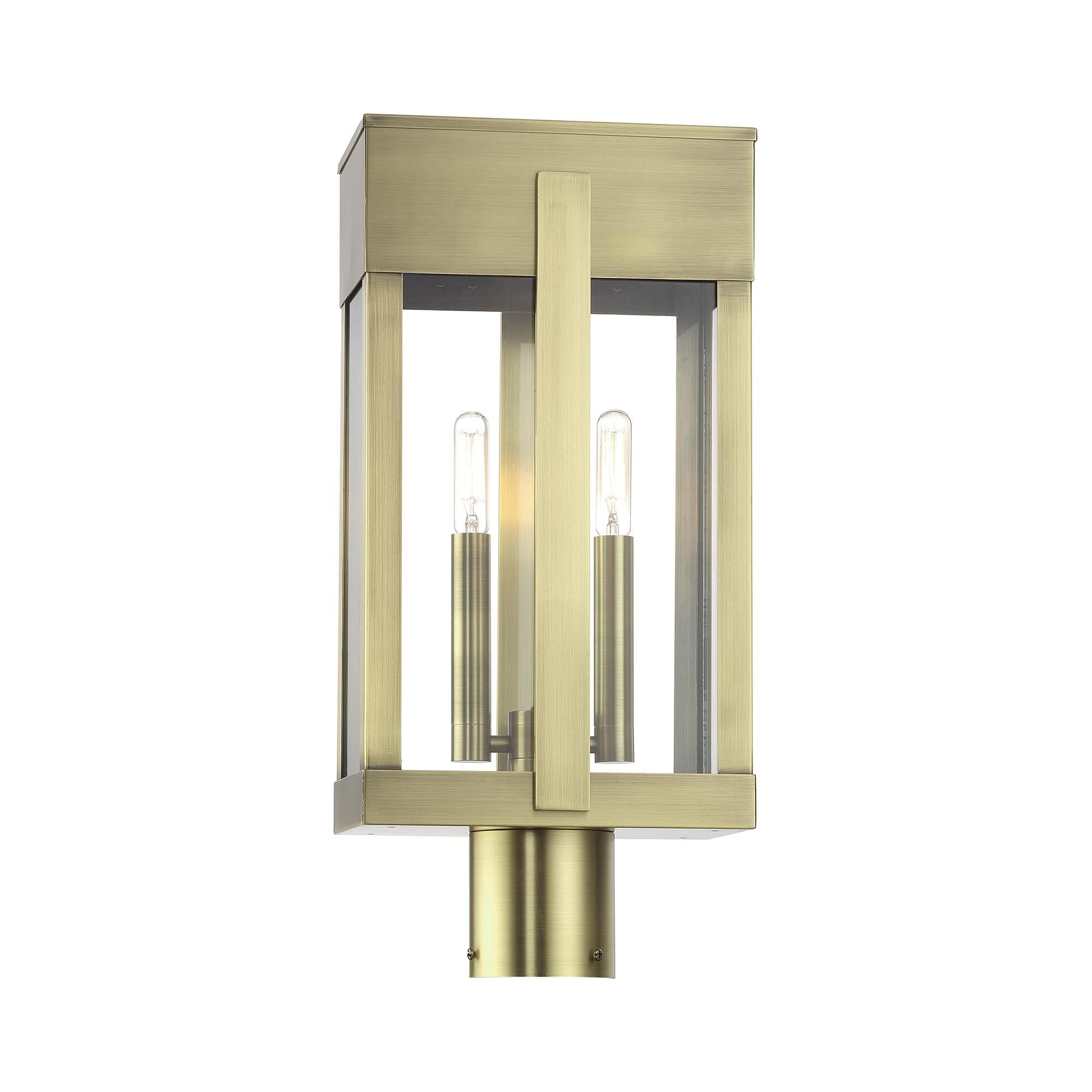 Shown in Antique Brass finish and Clear glass