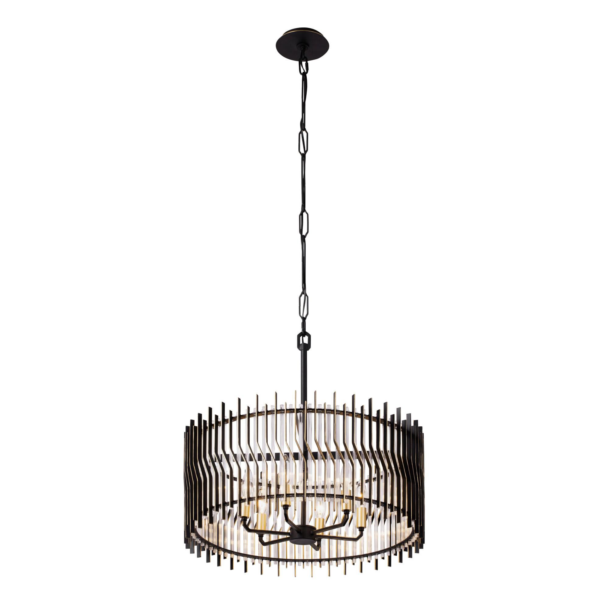 Shown in Matte Black/French Gold finish and Modern Clear Fluted shade
