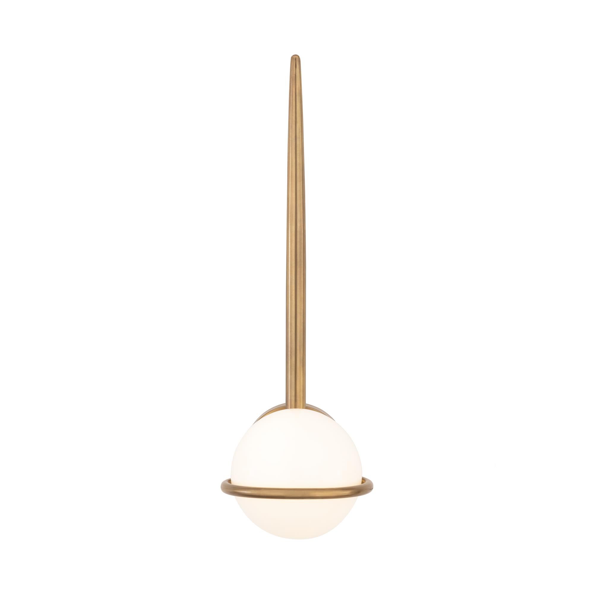 Shown in Legacy Brass finish and Opal glass