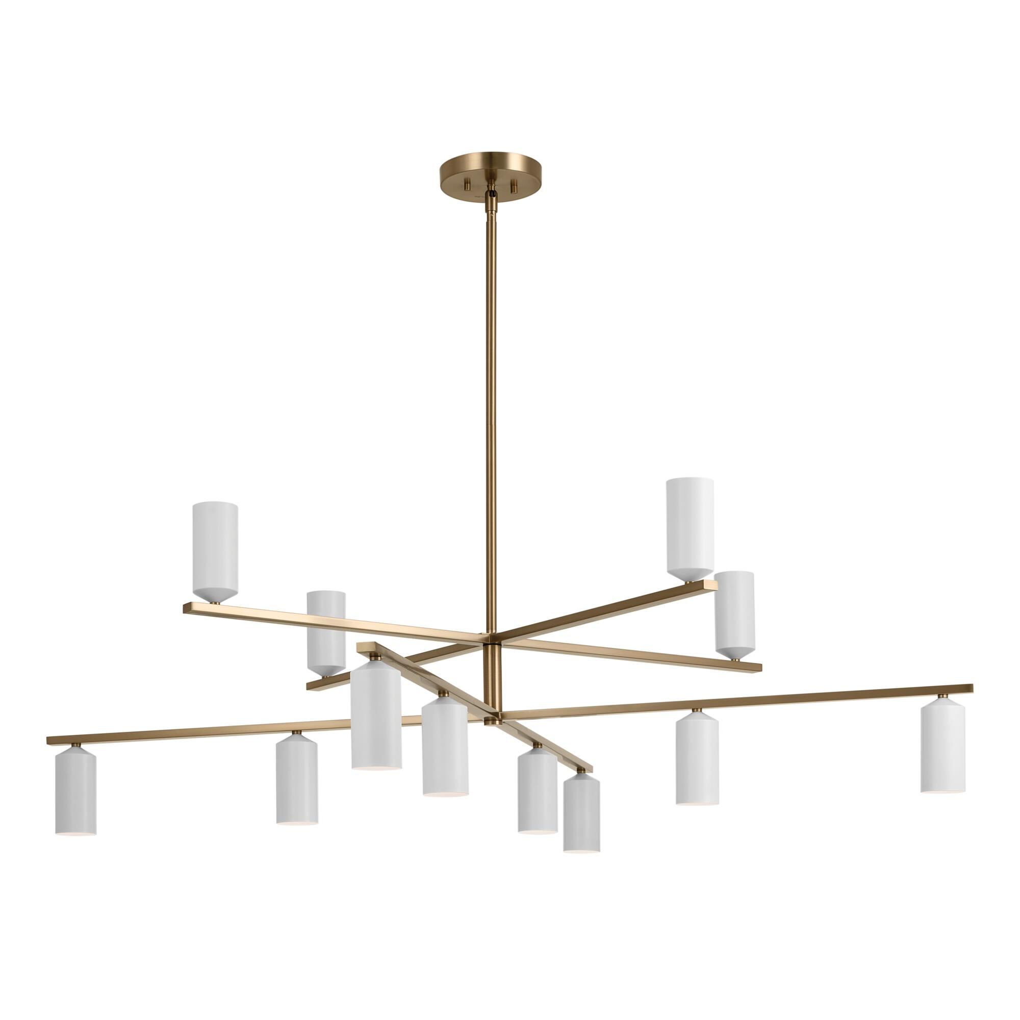 Shown in Champagne Bronze with White finish and Metal and Cylinder shade
