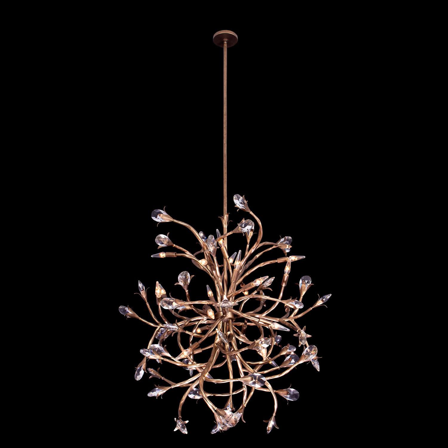 Shown in Pearlized Antique Brass finish and Clear Firenze crystal