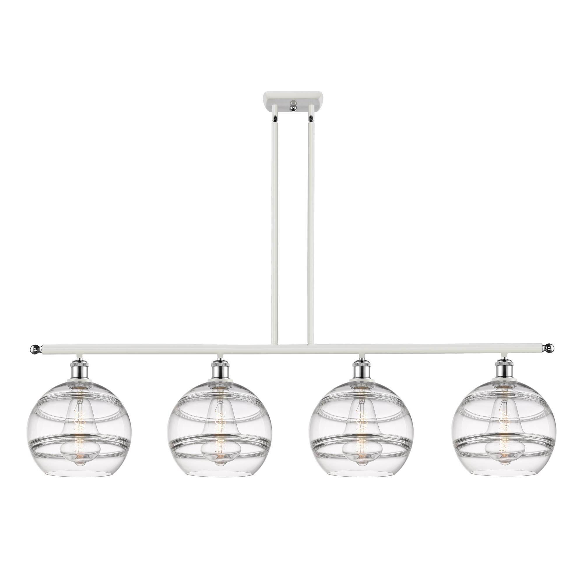 Shown in White Polished Chrome finish and Clear glass