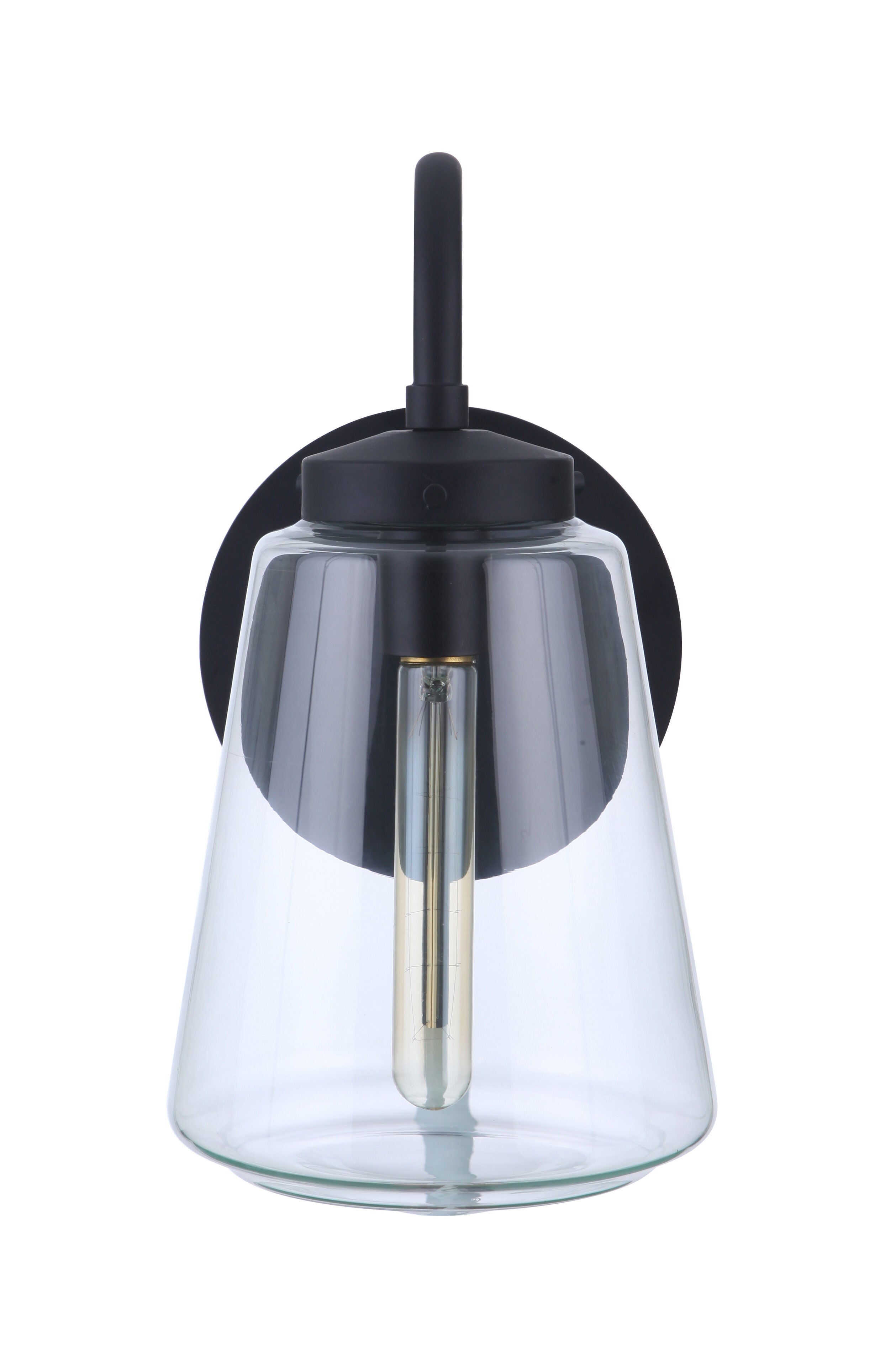 Shown in Midnight finish and Clear glass and Glass shade