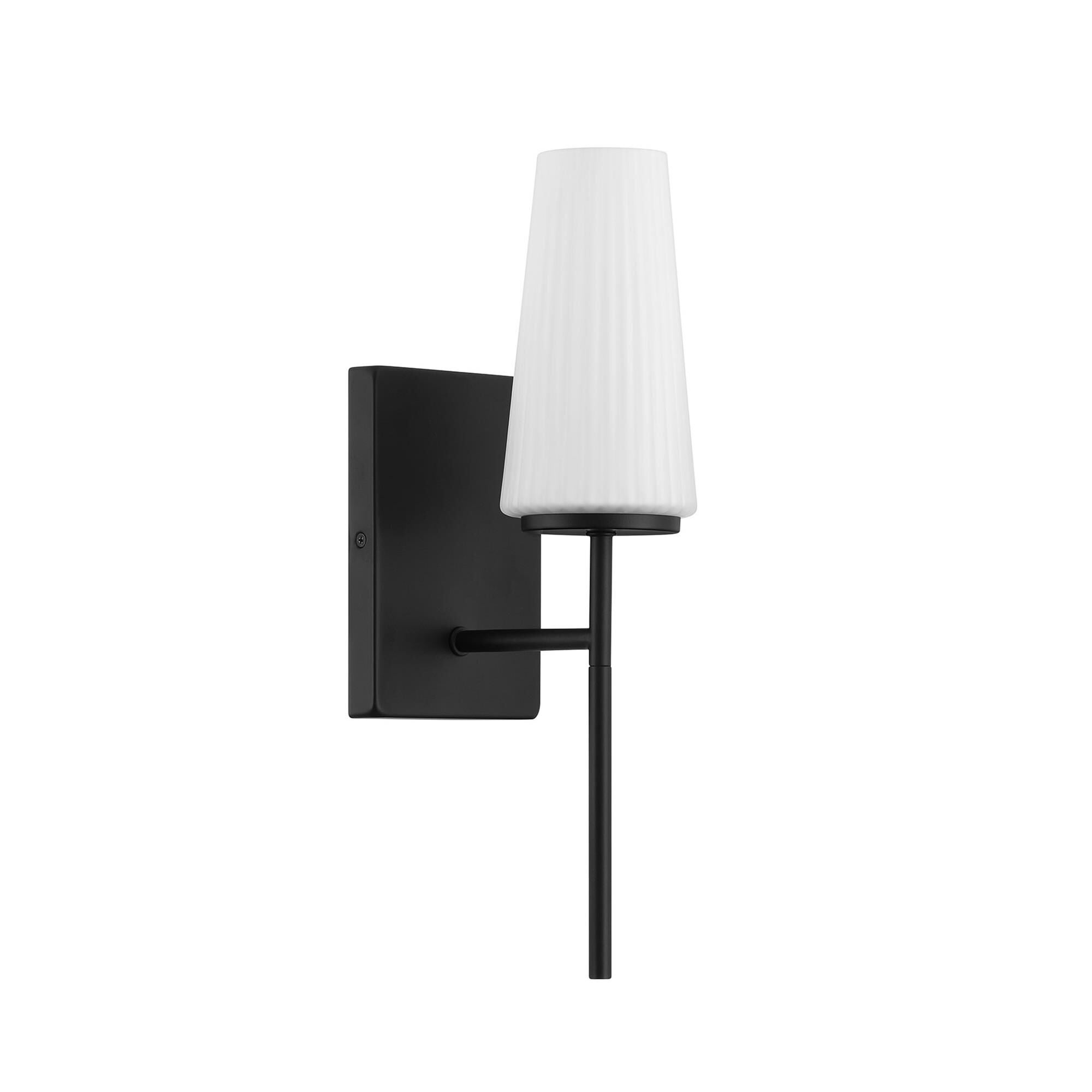 Shown in Matte Black finish and Fluted White Opal glass