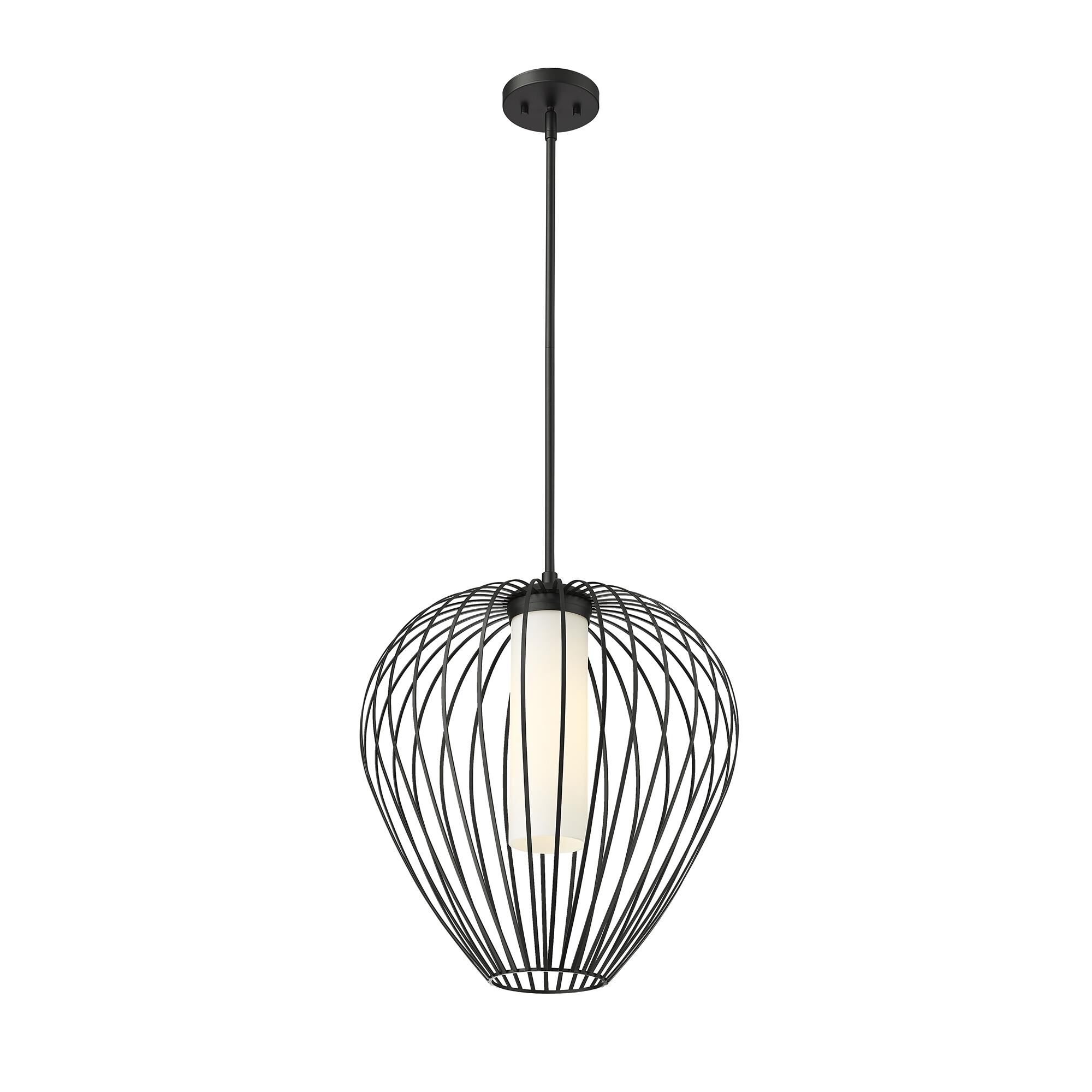 Shown in Matte Black finish and White Opal glass and White Opal shade