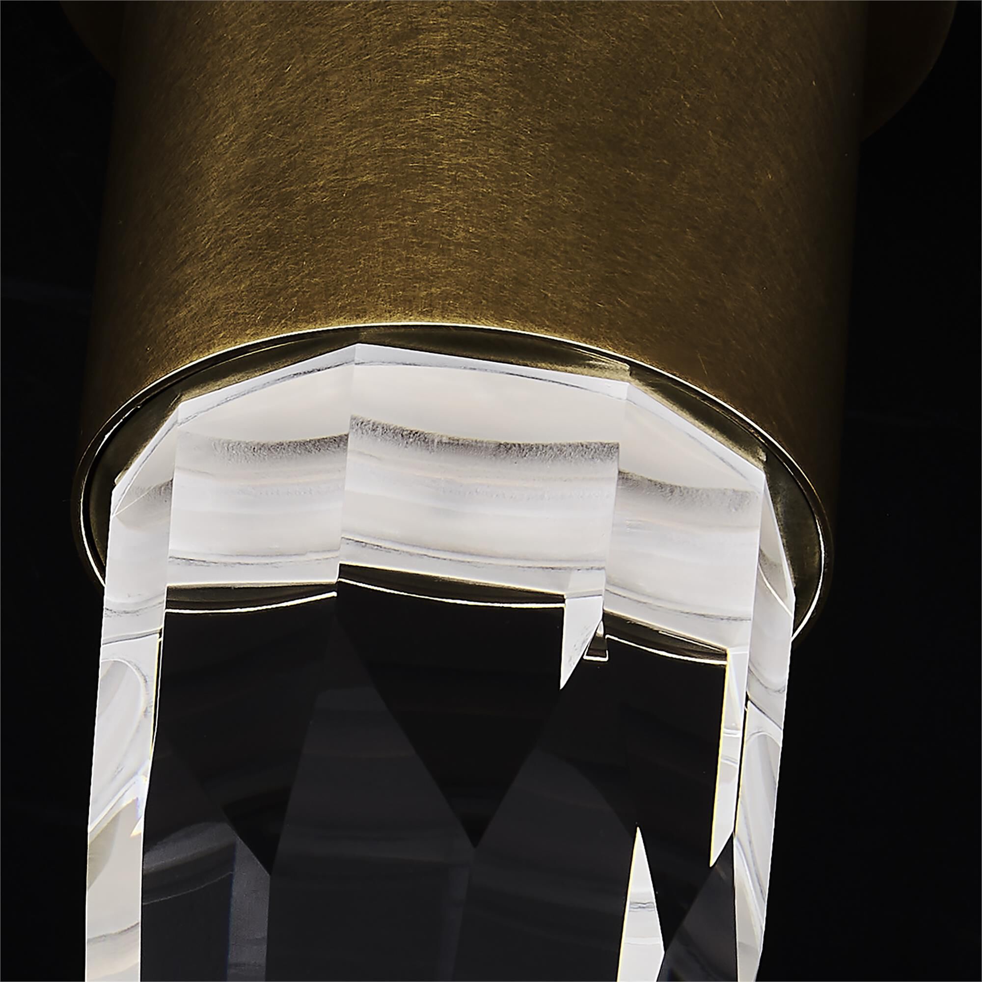 Shown in True Brass finish and Clear crystal