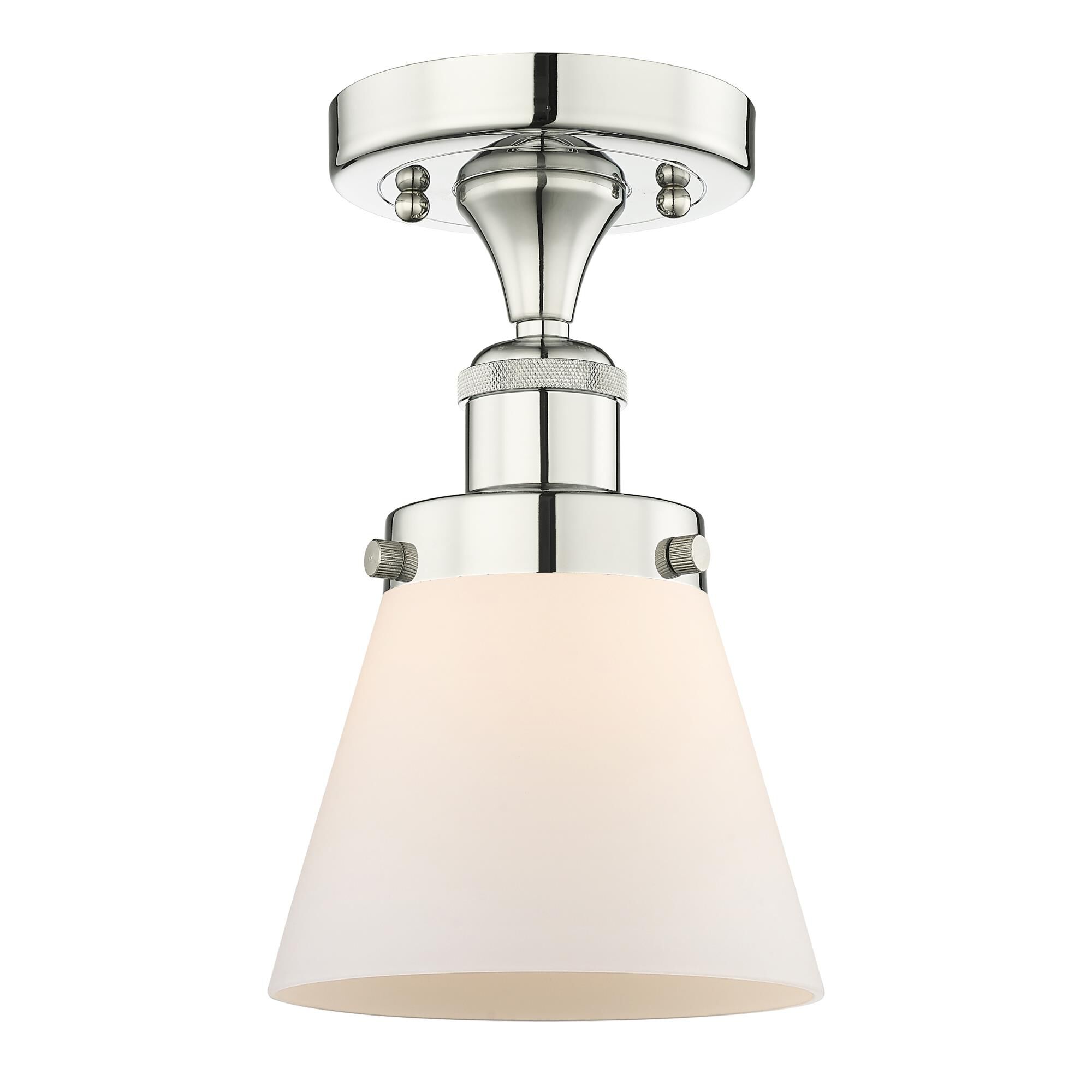 Shown in Polished Nickel finish and Matte White glass