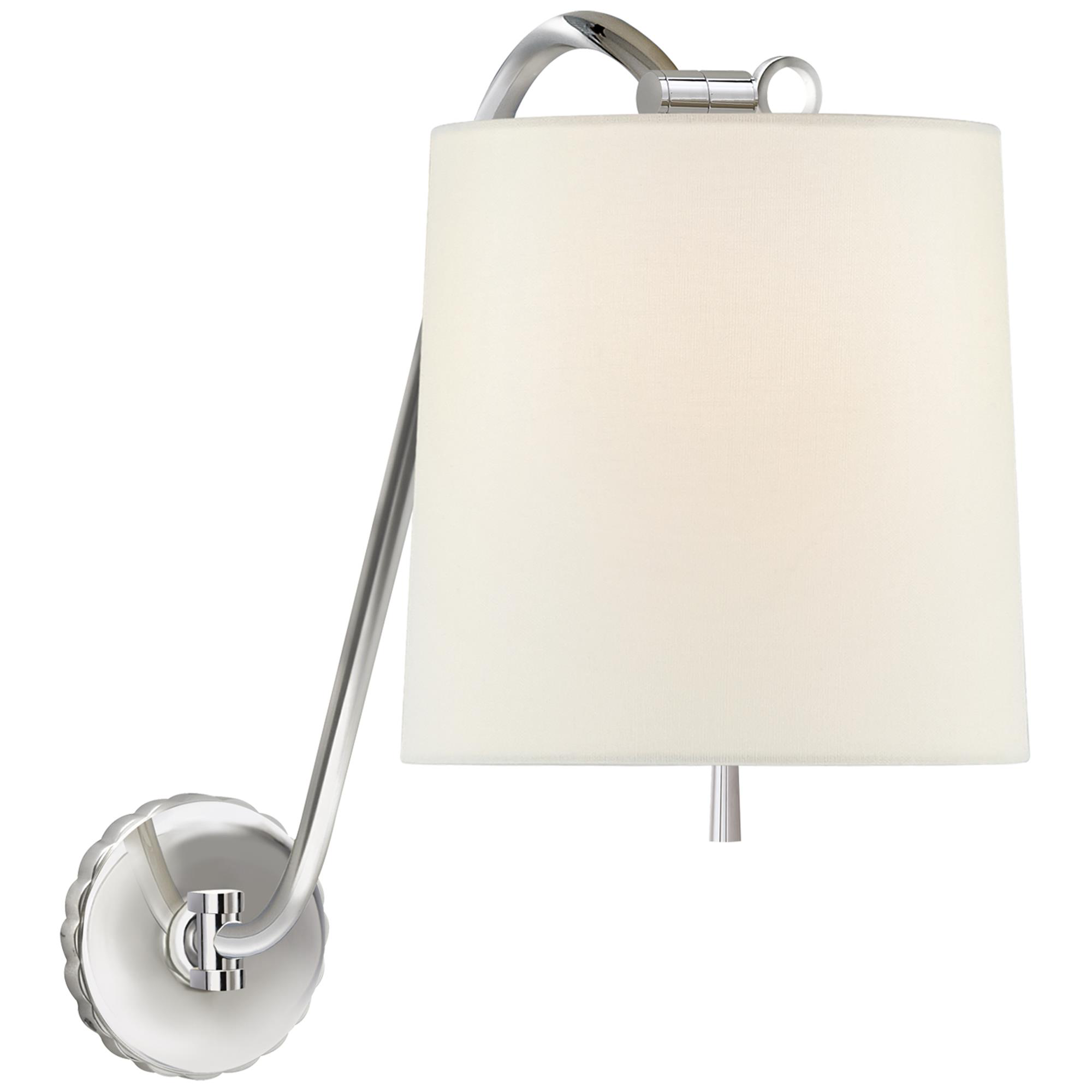 Shown in Polished Nickel finish and Linen shade
