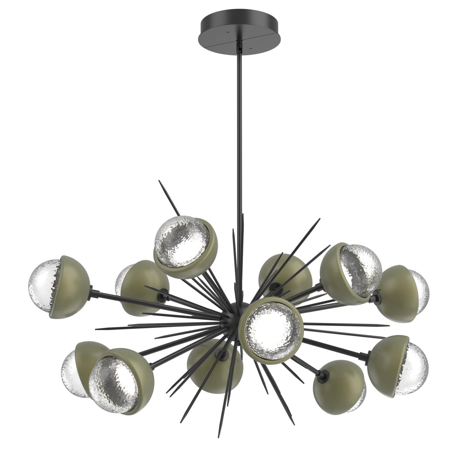 Shown in Matte Black finish and Clear glass and Sage Green accent