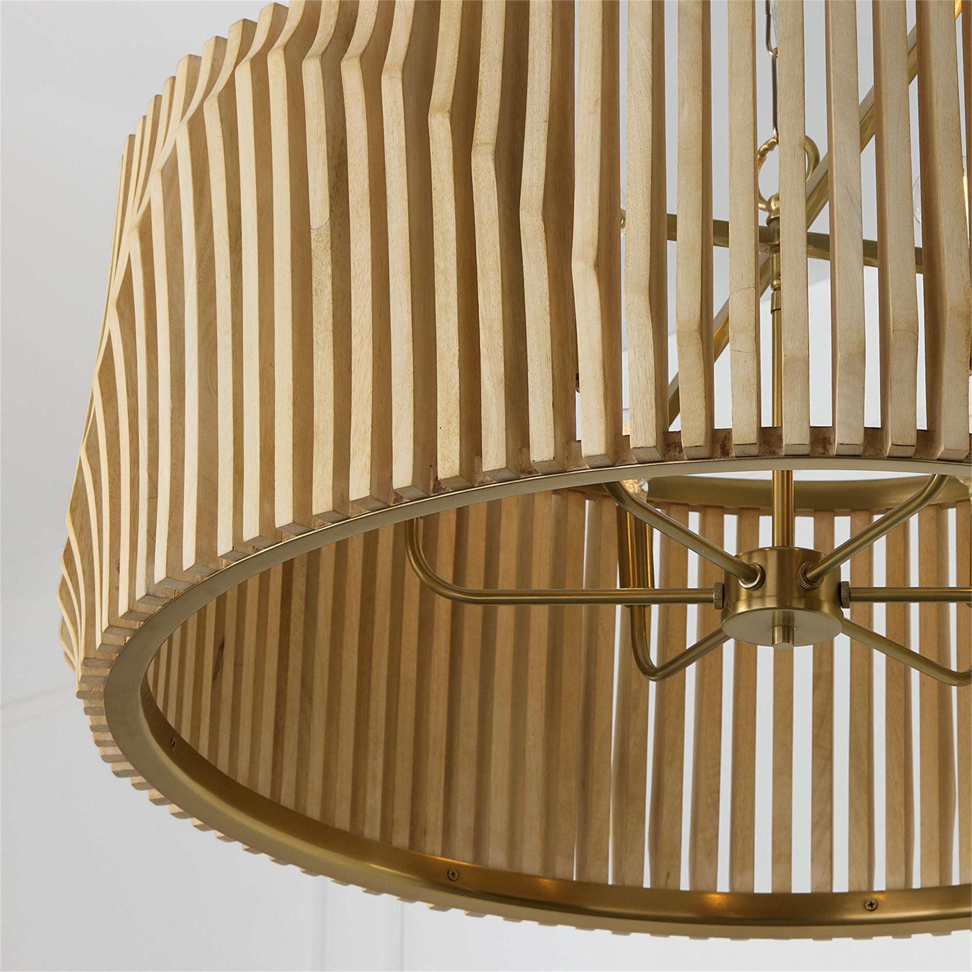Shown in Blonde Wood And Matte Brass finish