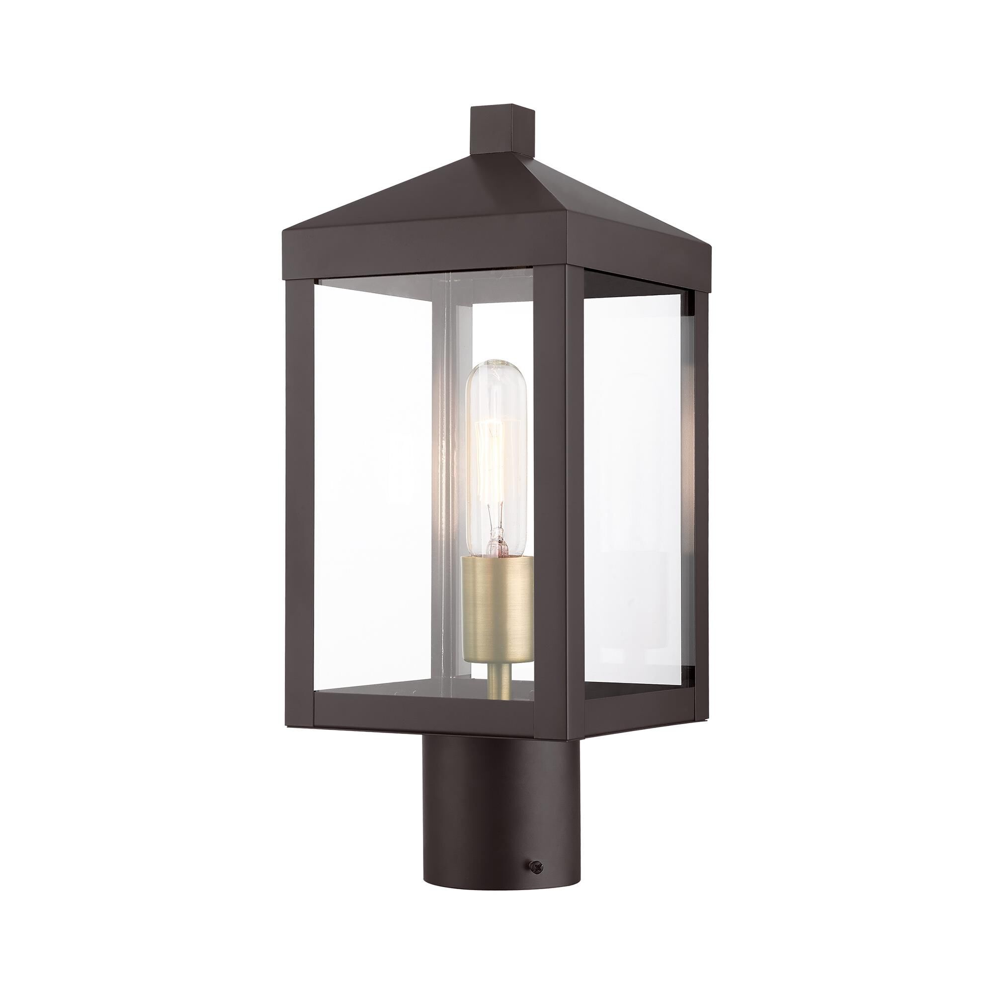 Shown in Bronze With Antique Brass Cluser finish and Clear glass and Clear Glass shade