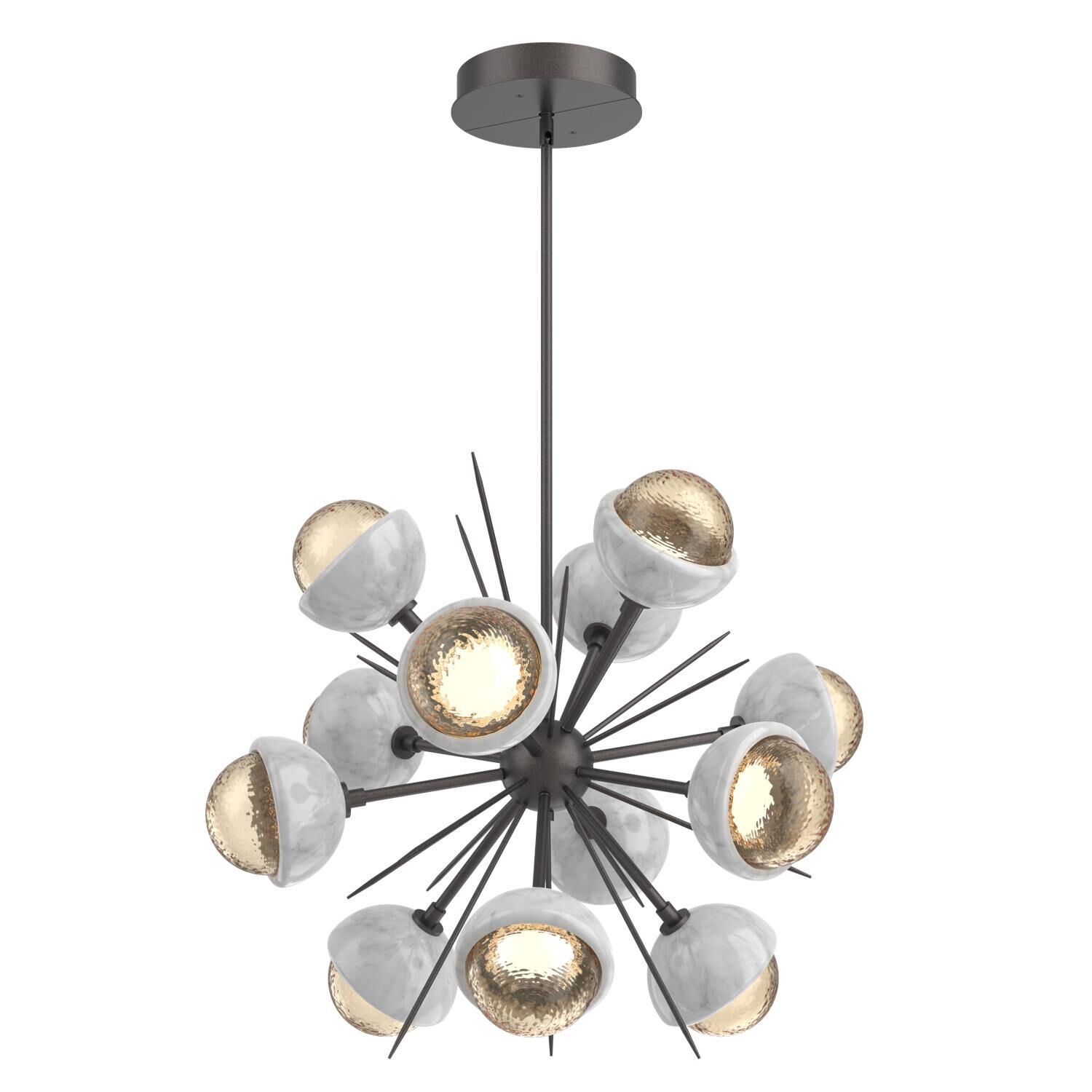 Shown in Graphite finish and Amber glass and White Marble accent
