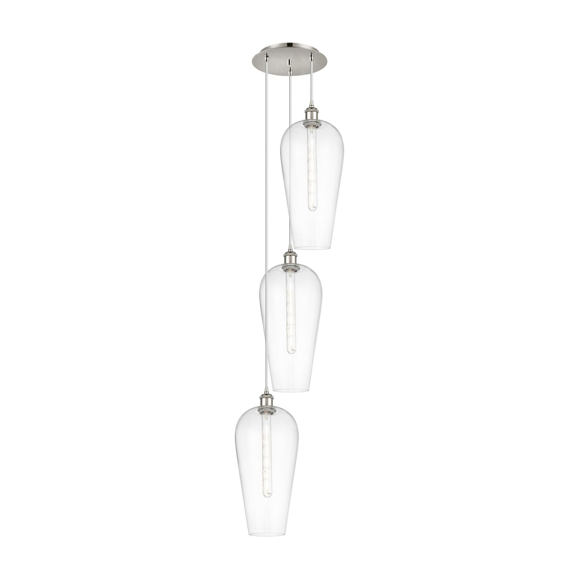 Shown in Polished Nickel finish and Clear glass
