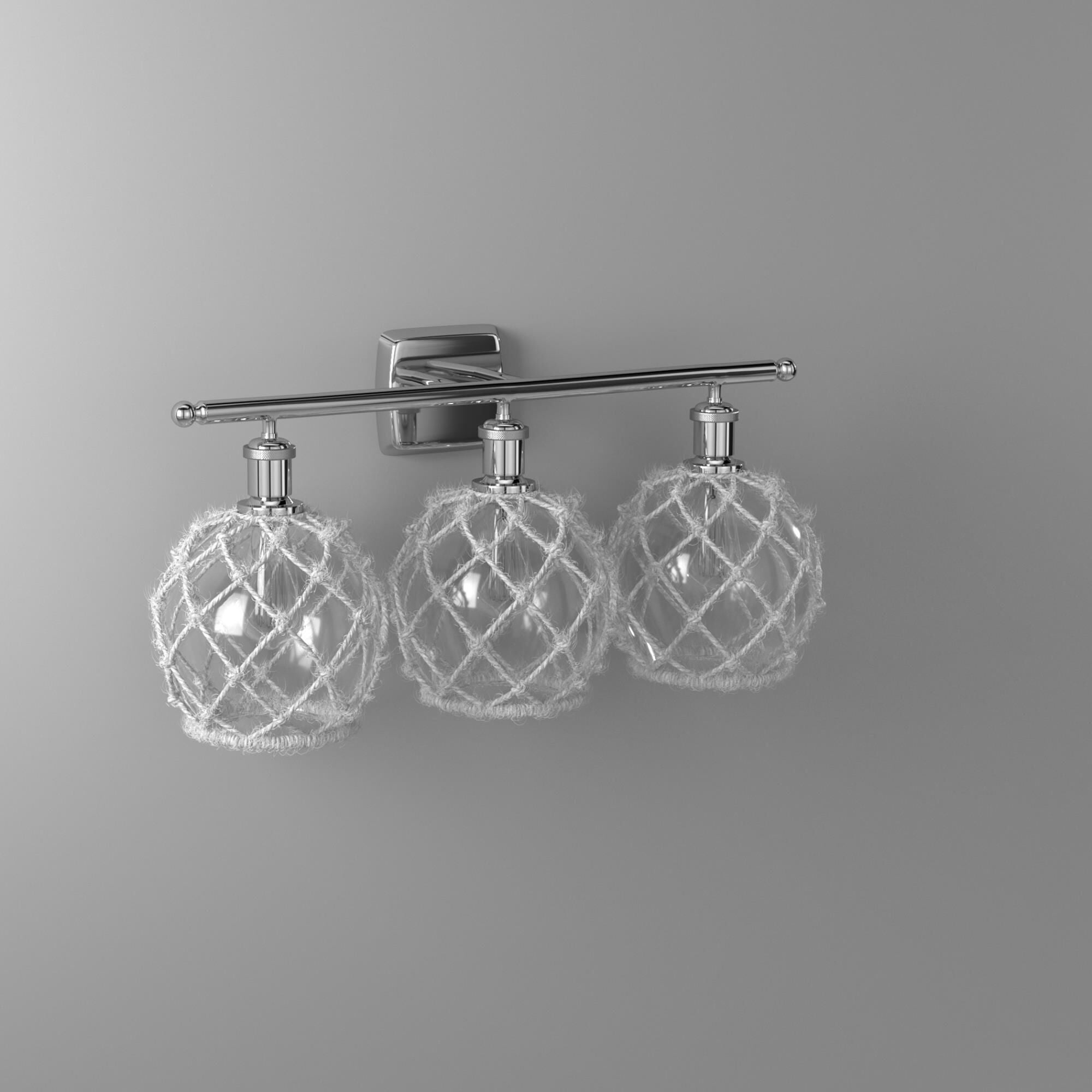 Shown in Polished Chrome finish and Clear With White Rope glass