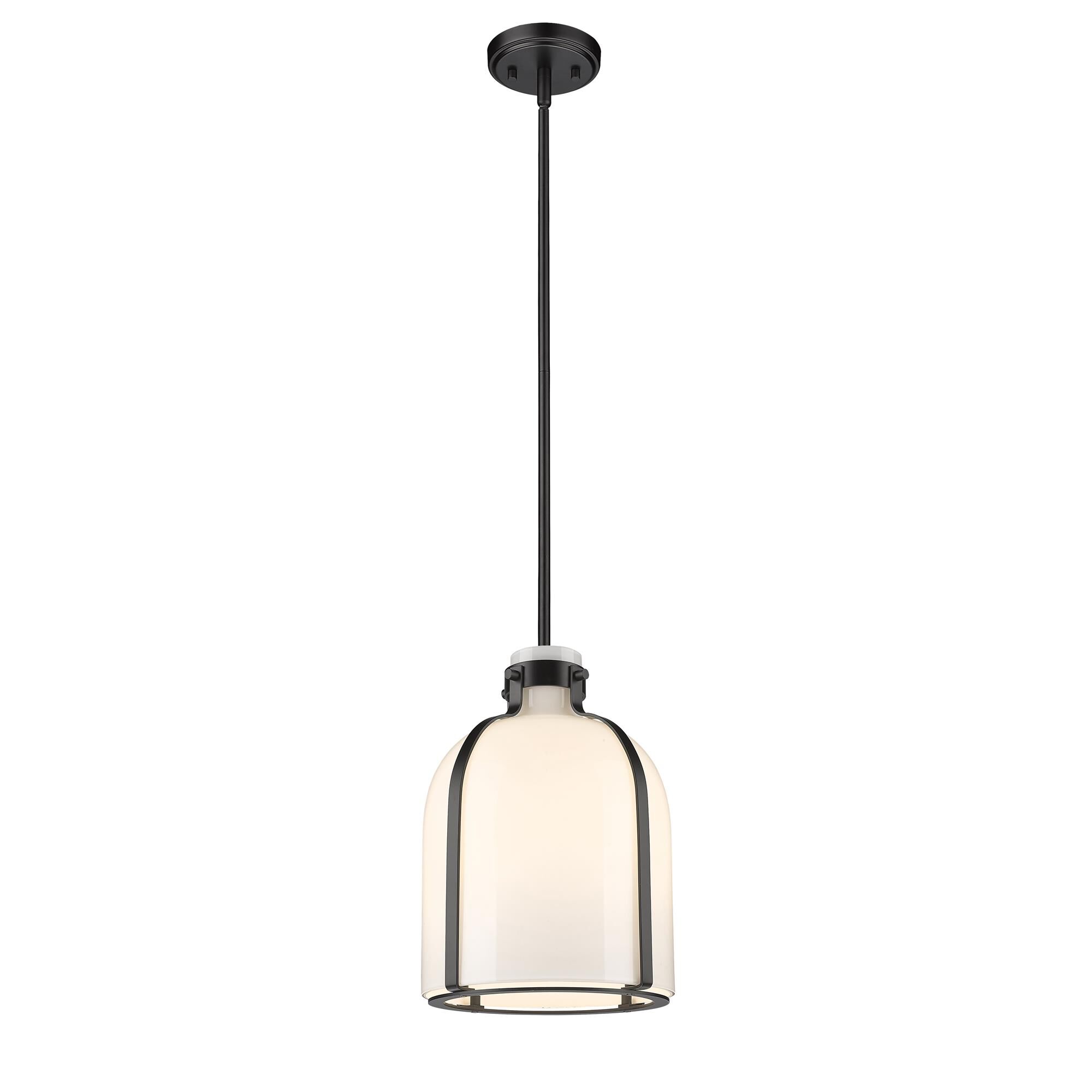 Shown in Matte Black finish and Glass shade