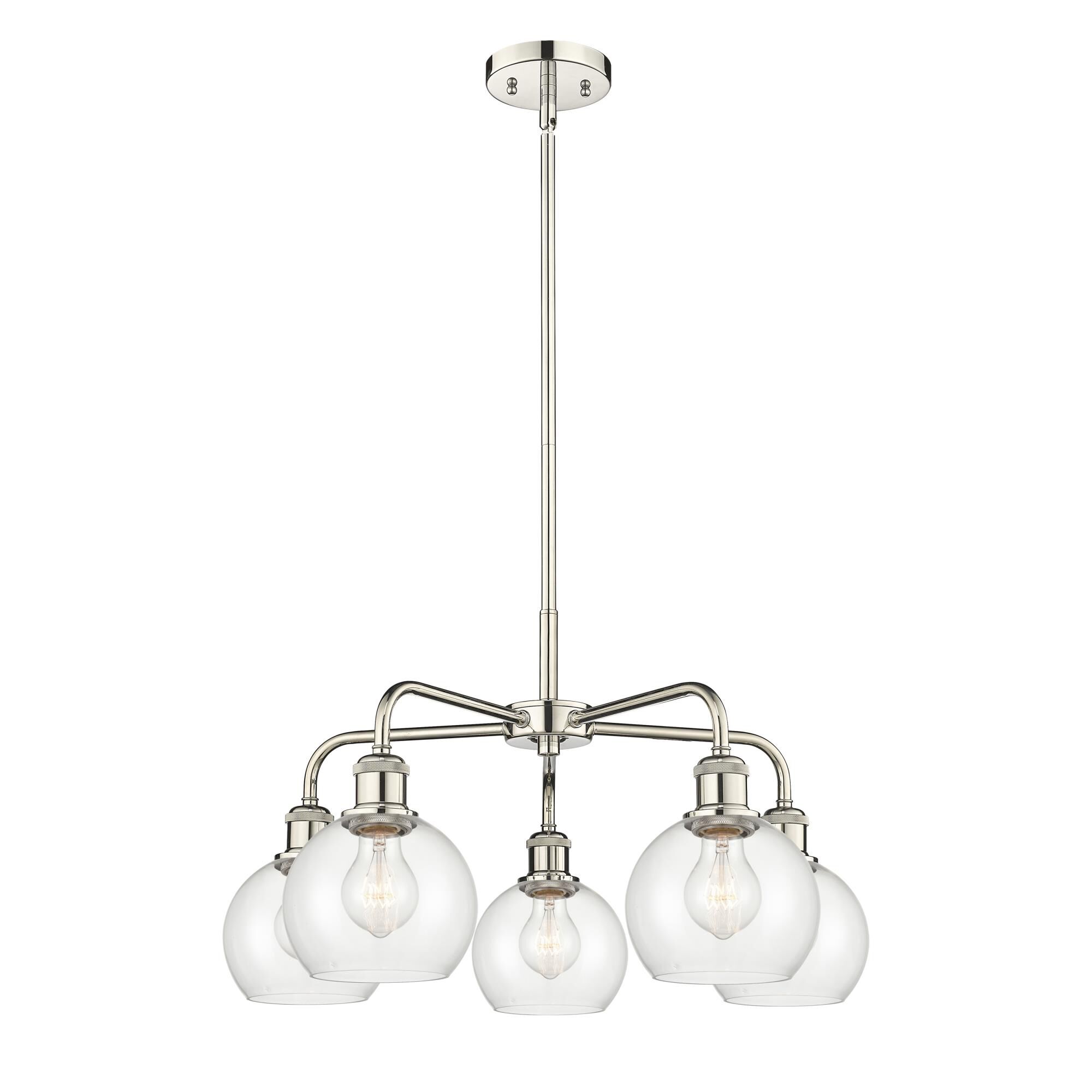 Shown in Polished Nickel finish and Clear glass