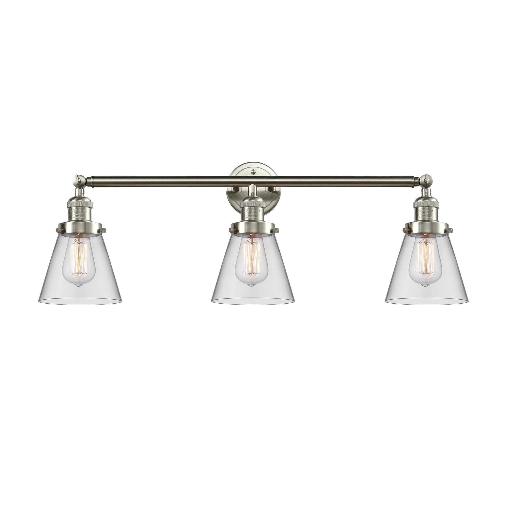 Shown in Brushed Satin Nickel finish and Clear glass