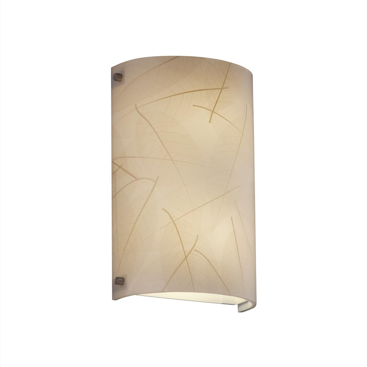 Shown in Brushed Nickel finish and Ecoresins Resin glass and Fossil Leaf shade