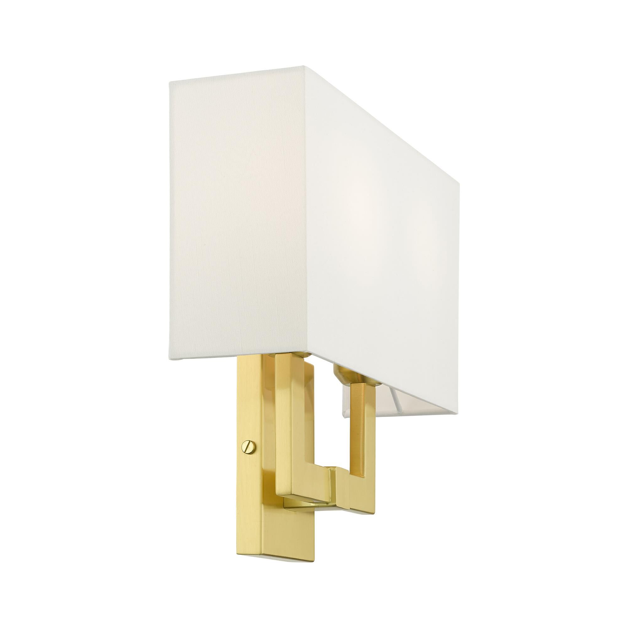 Shown in Satin Brass finish and Hand Crafted Hardback  Completely Finished With Off-White Color Fabric Outside and Inside shade