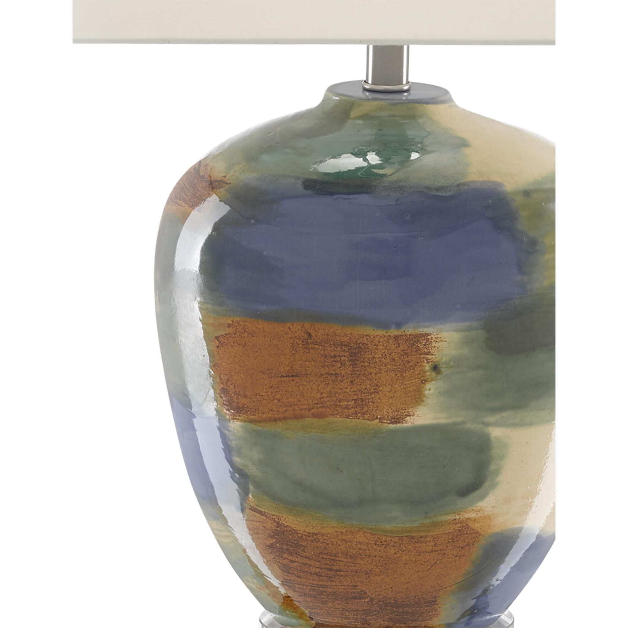 Shown in Blue - Green - Sand - Rust - Clear finish and Ivory Shantung shade