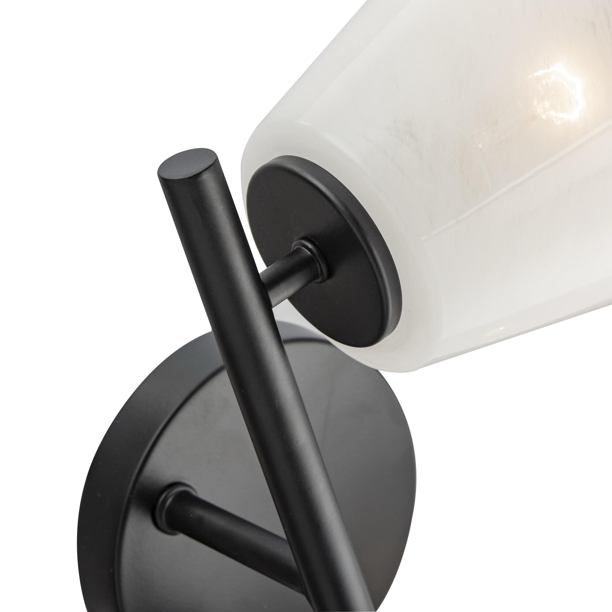 Shown in Black finish and Wispy White glass