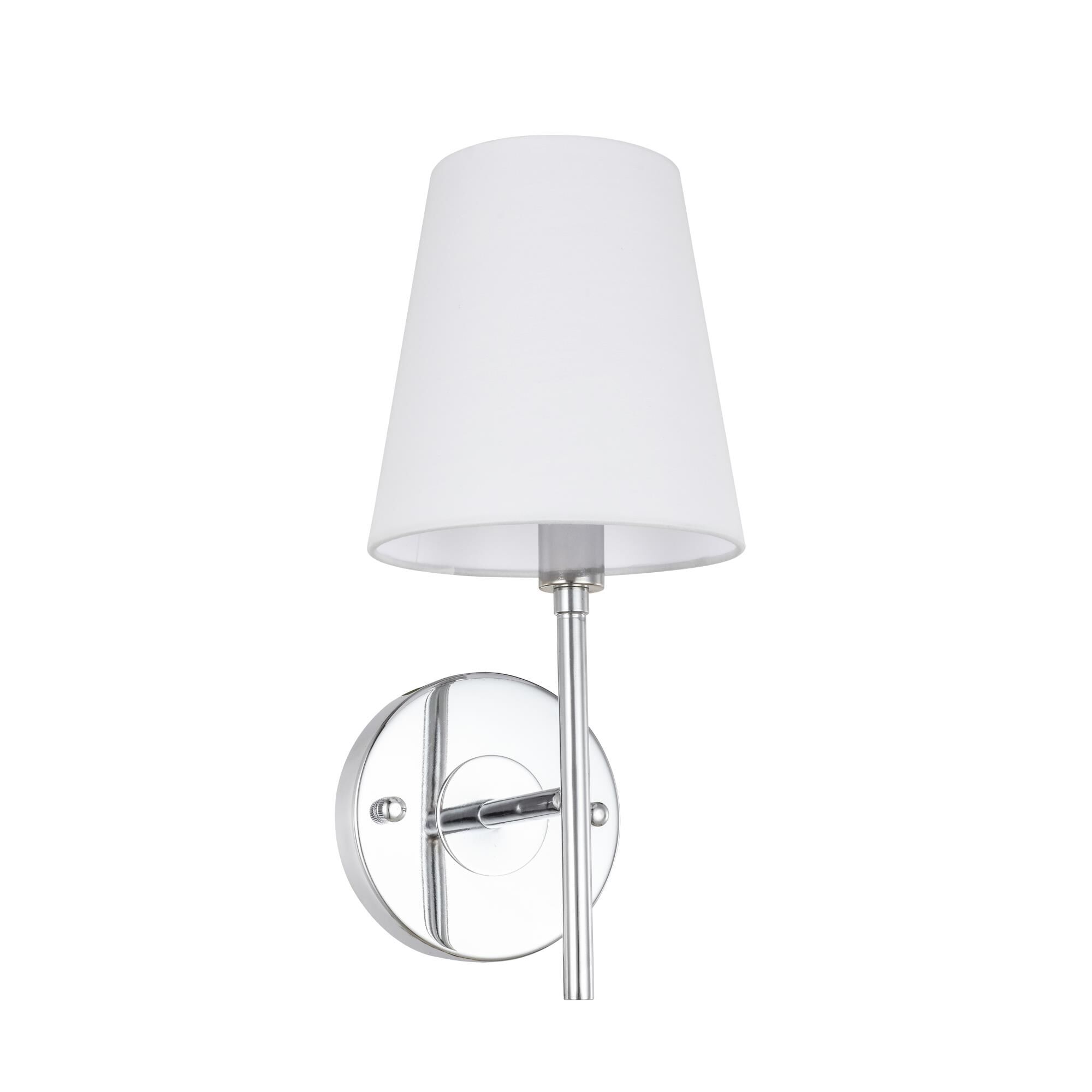 Shown in Chrome finish and White Fabric shade