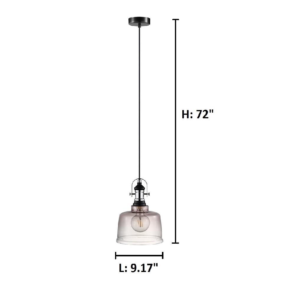 Shown in Matte Black And Chrome finish and Smoked glass and Dome shade and Dome accent