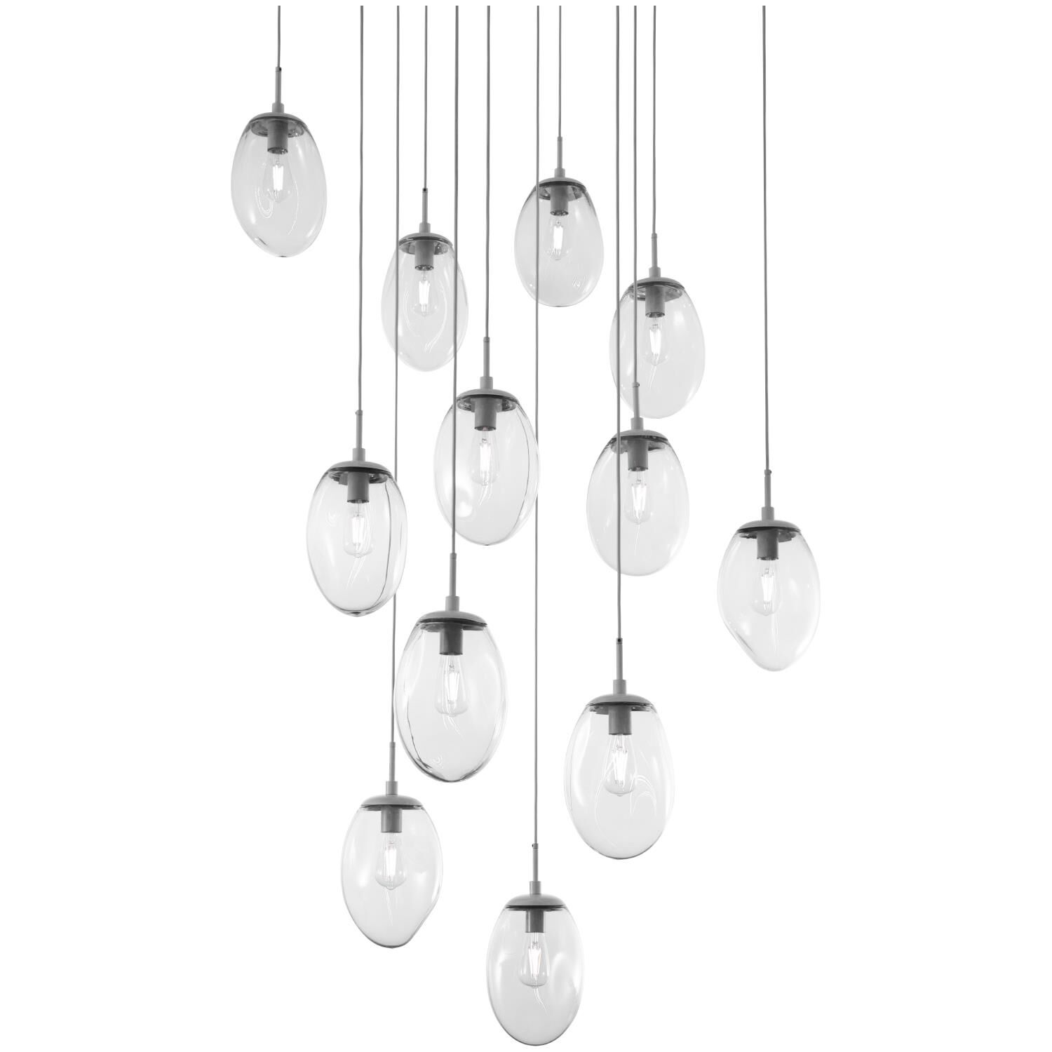 Shown in Metallic Beige Silver finish and Blown Clear glass