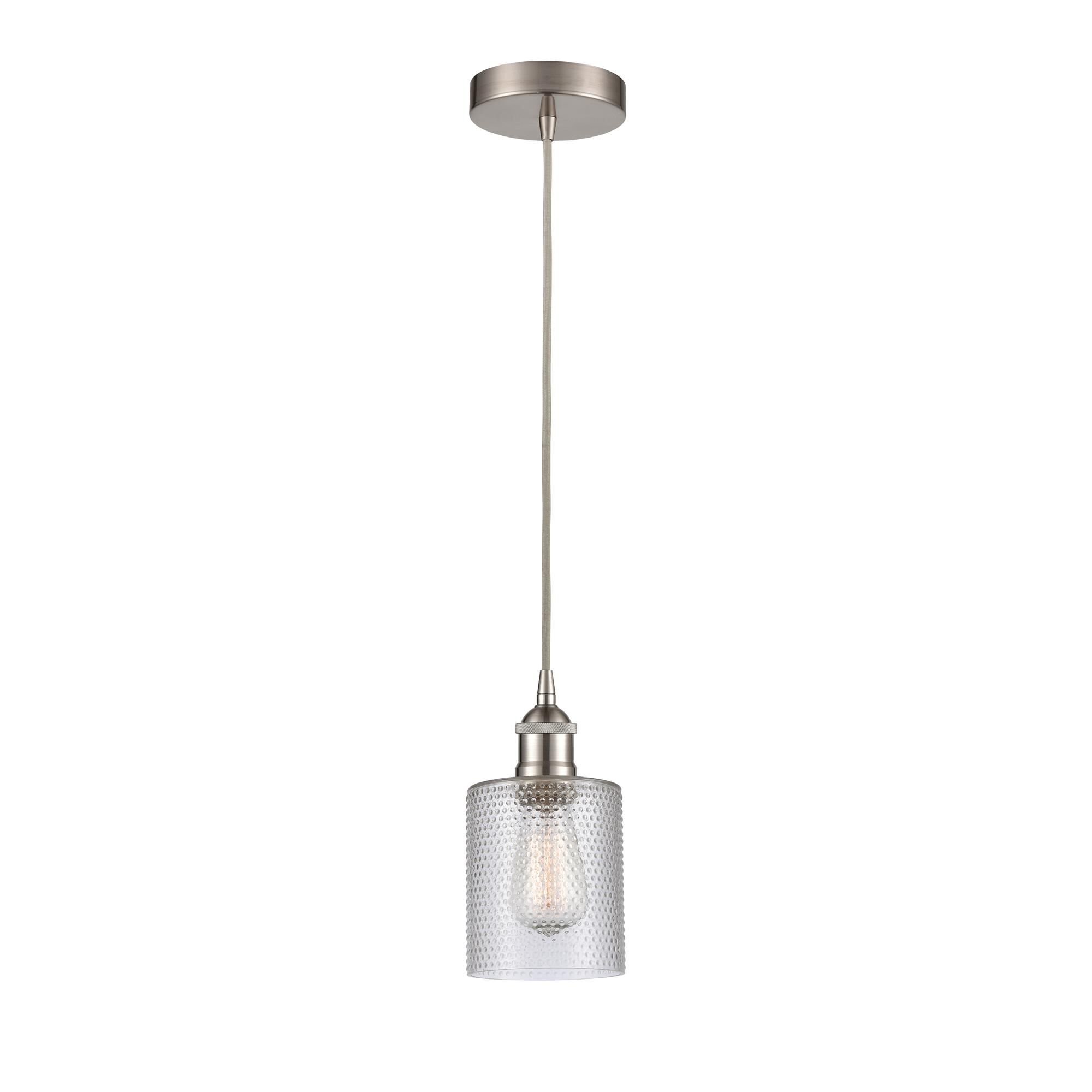 Shown in Brushed Satin Nickel finish and Clear glass