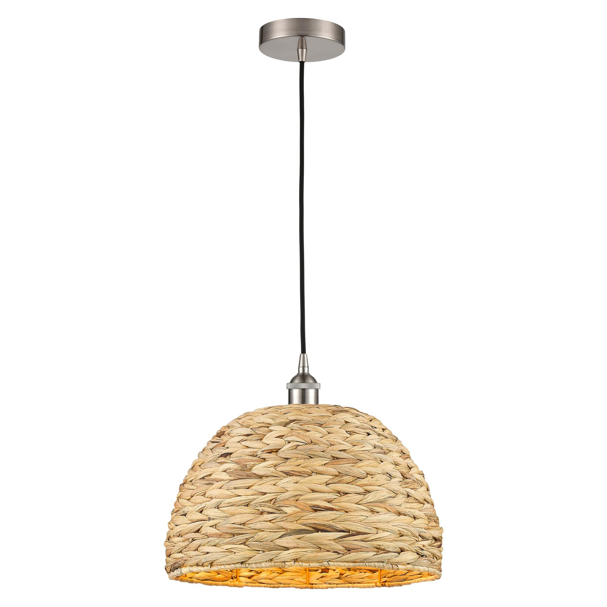 Shown in Brushed Satin Nickel finish and Natural shade