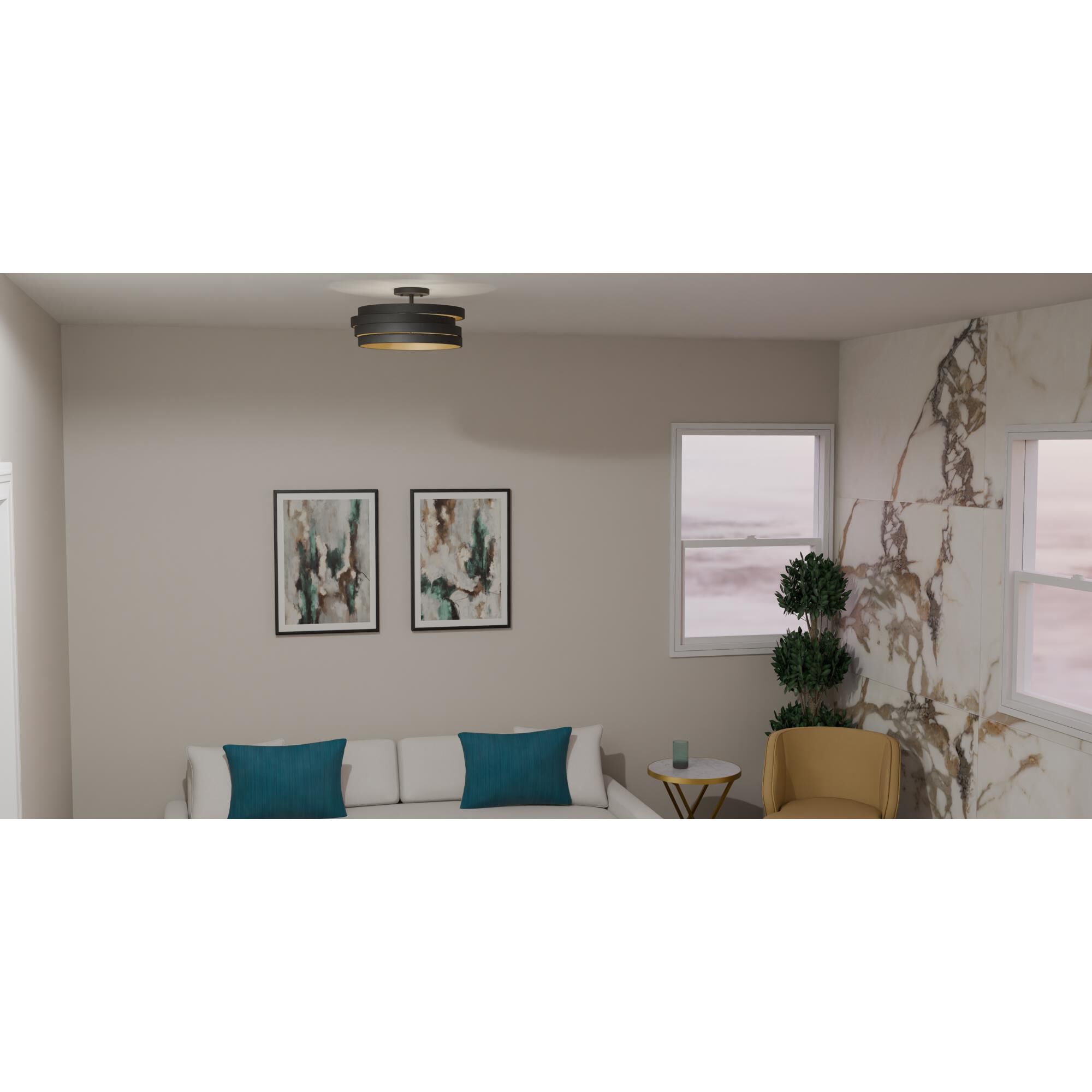 16 Inch 3 Light Semi Flush Mount by Quoizel