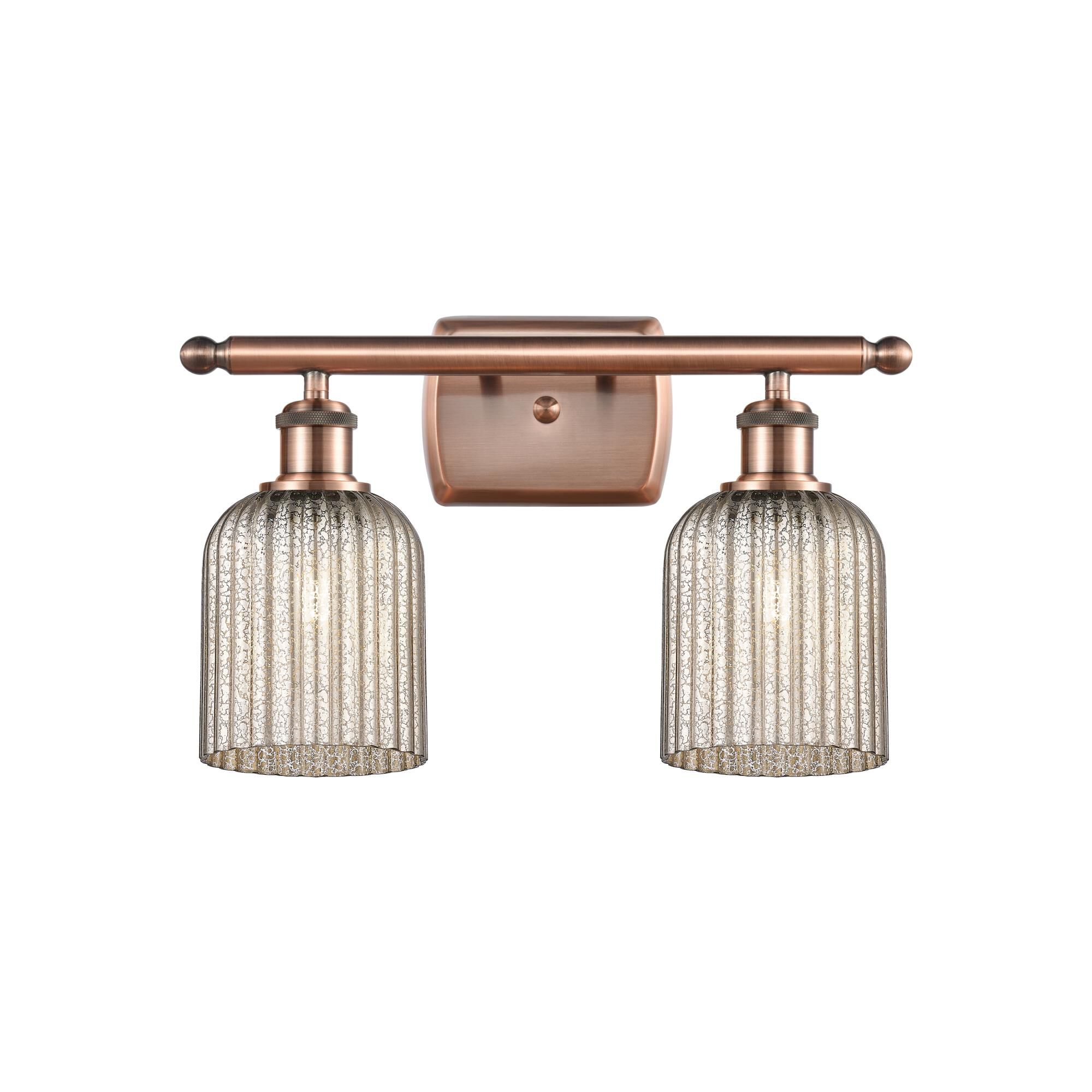 Shown in Antique Copper finish and Mercury shade