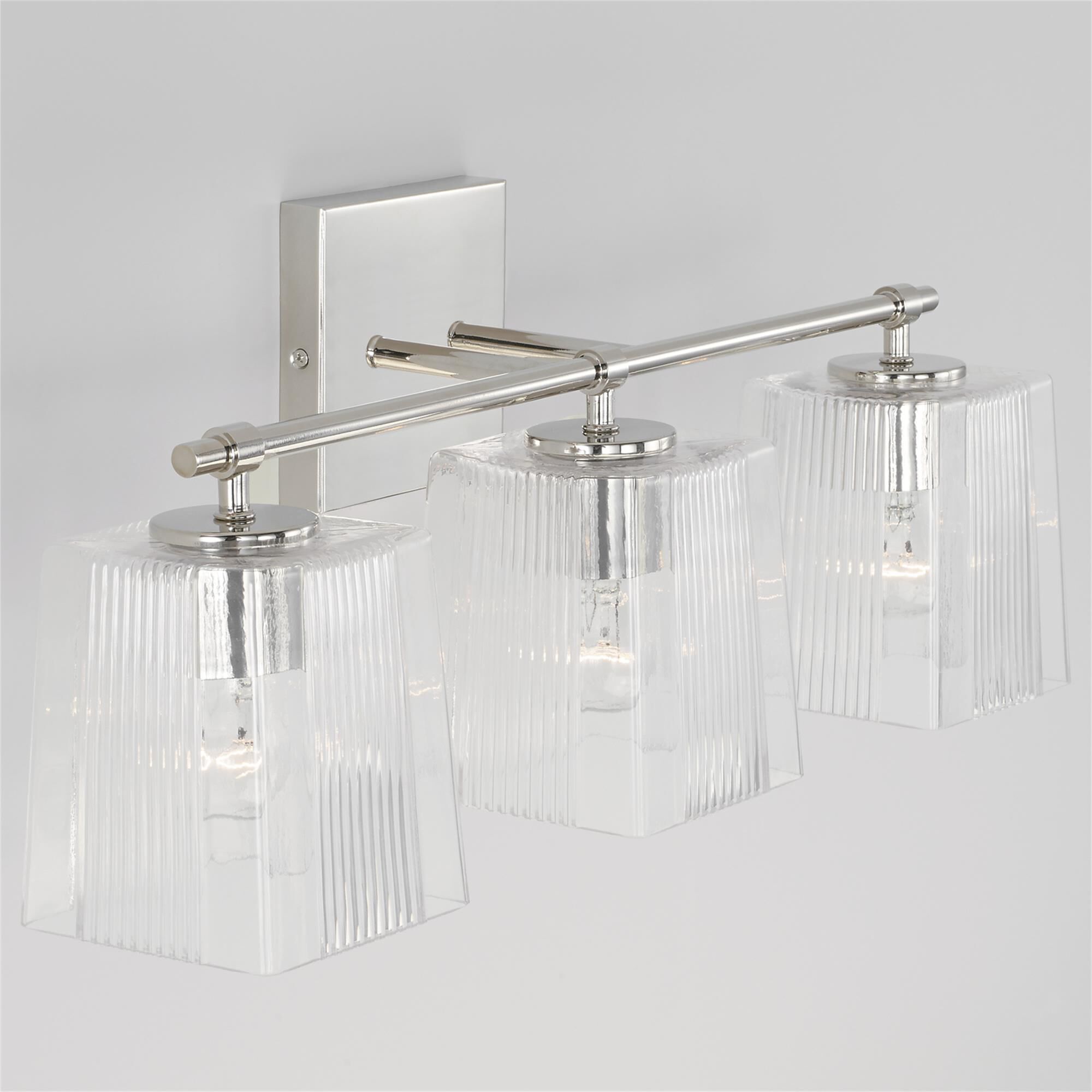 Shown in Polished Nickel finish and Clear Fluted glass
