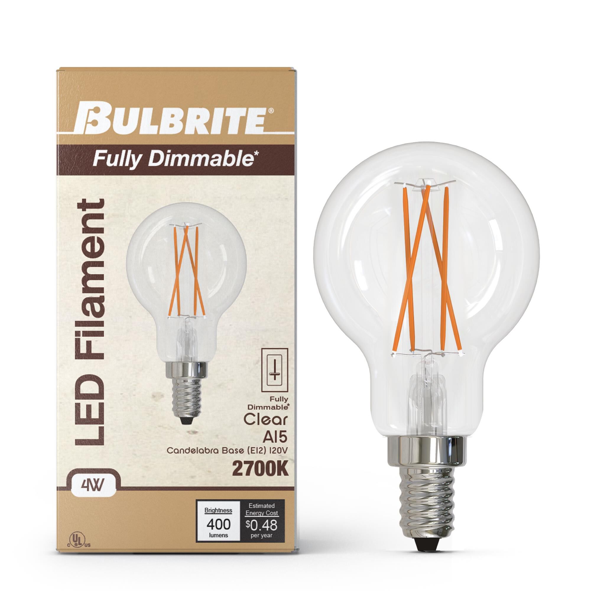 Clear A15 Base E12 2700K LED Light Bulb,
