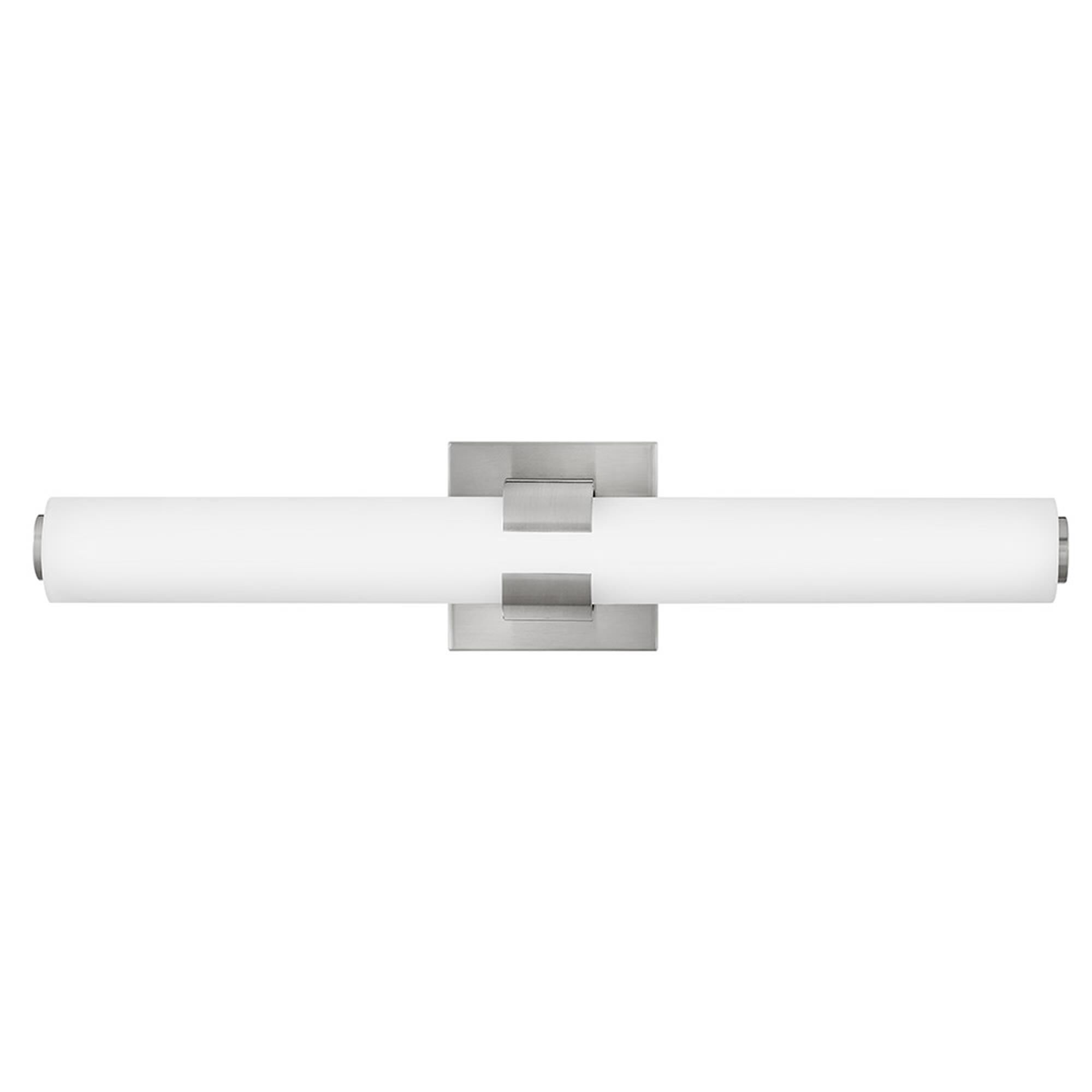 Shown in Brushed Nickel finish and Etched White glass